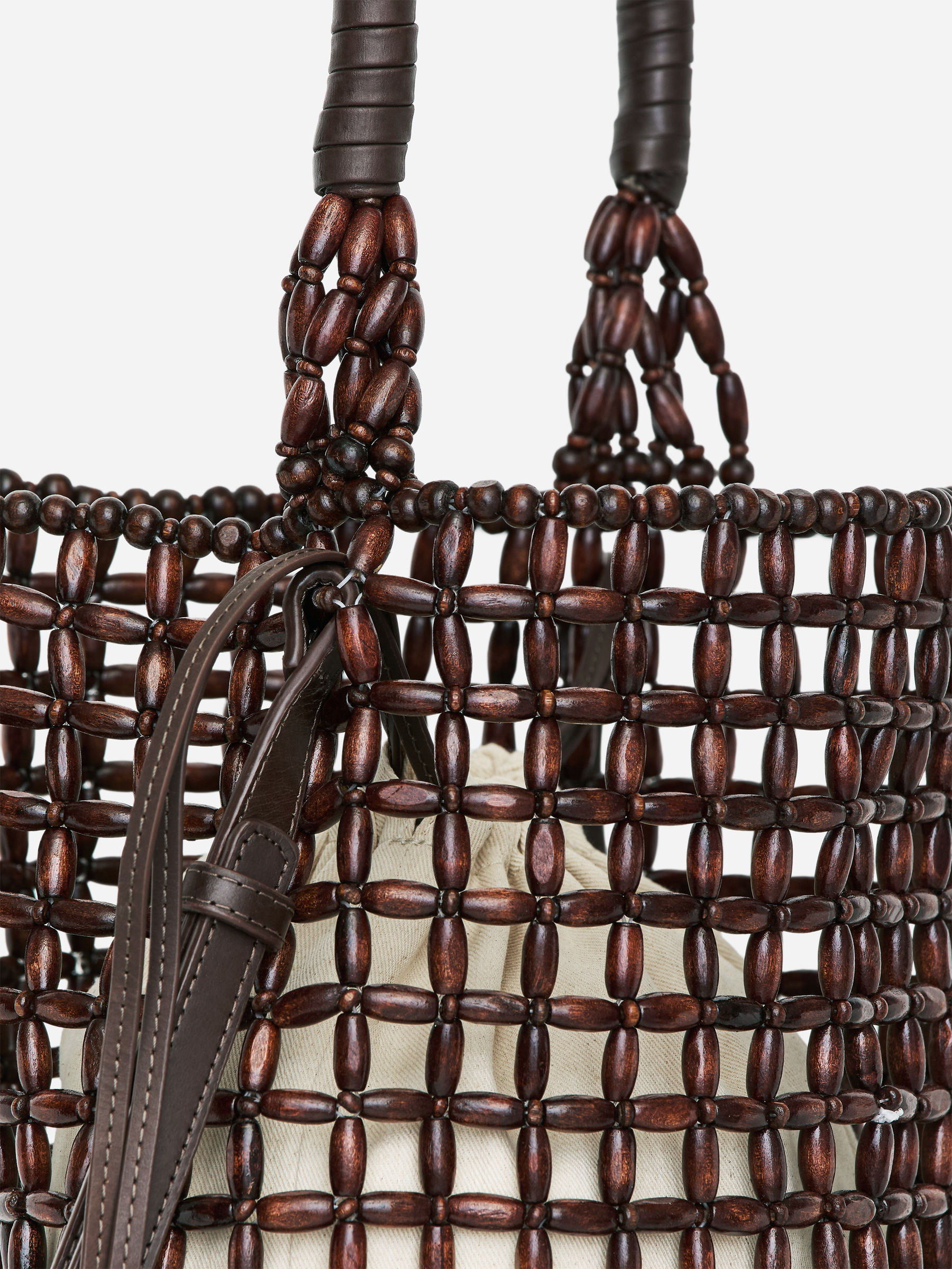 Leather-Trim Beaded Bag - Dark Brown - Women - StillMedia/DescriptiveDetail - 4