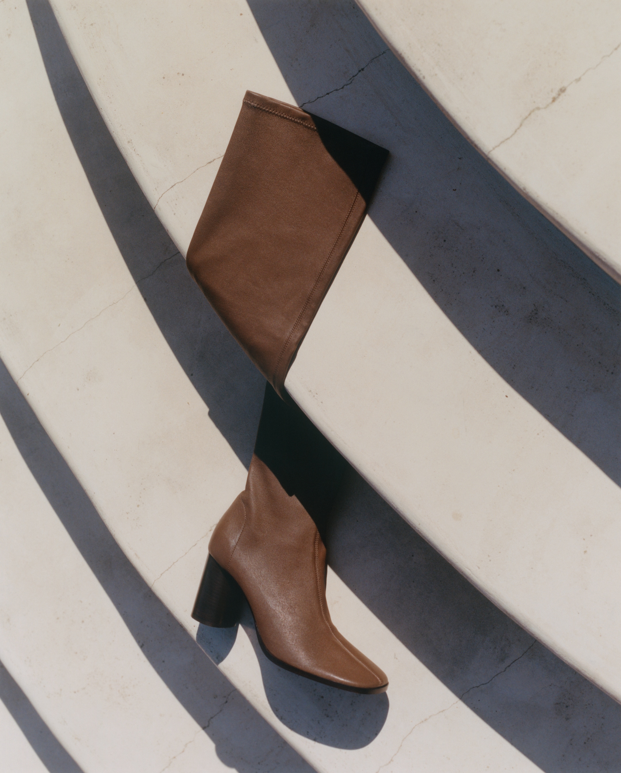 Stretch Leather Over-the-Knee Boots-Brown-20397