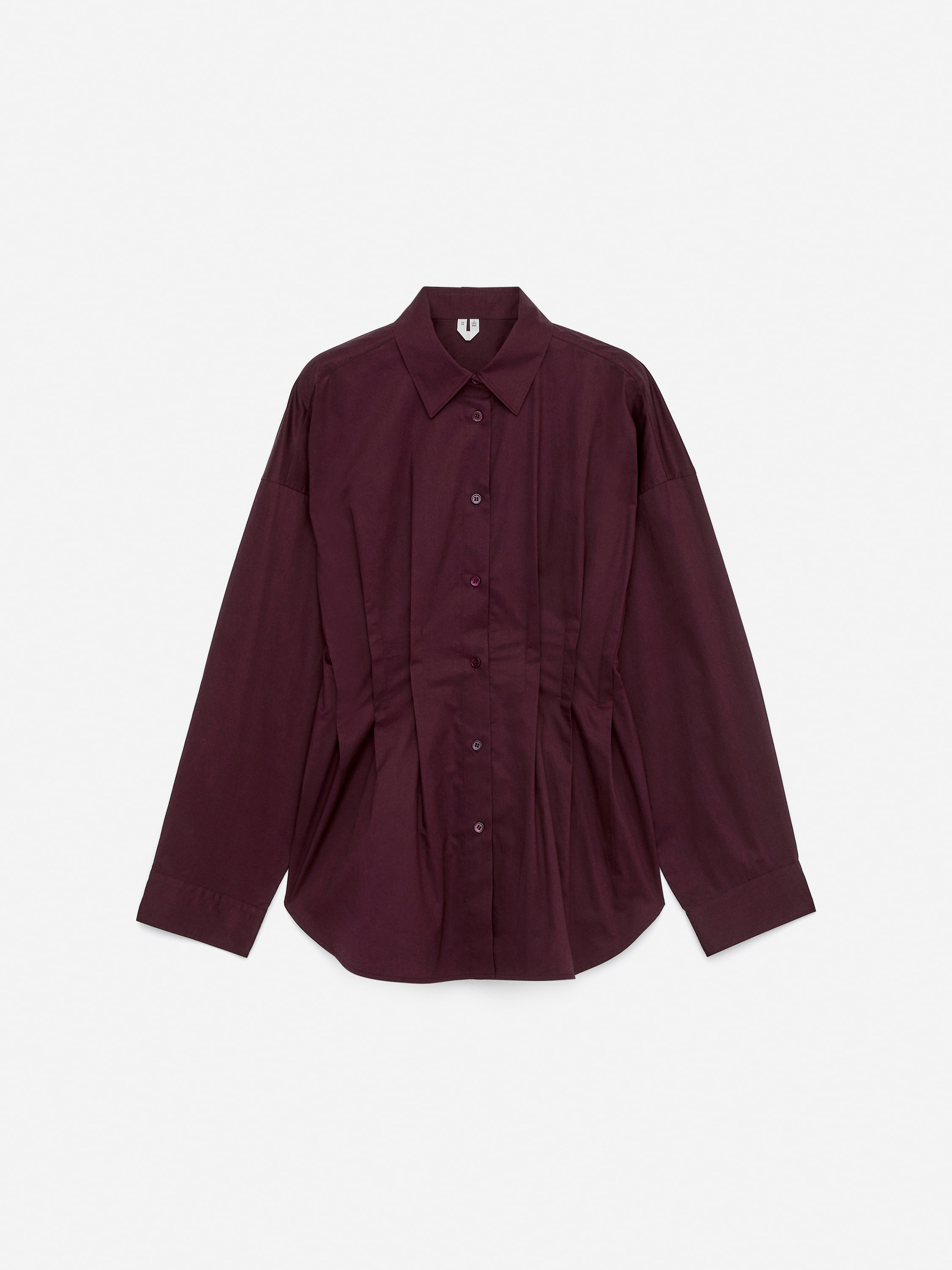 Bluse mit Falten - Weinrot/Weiß