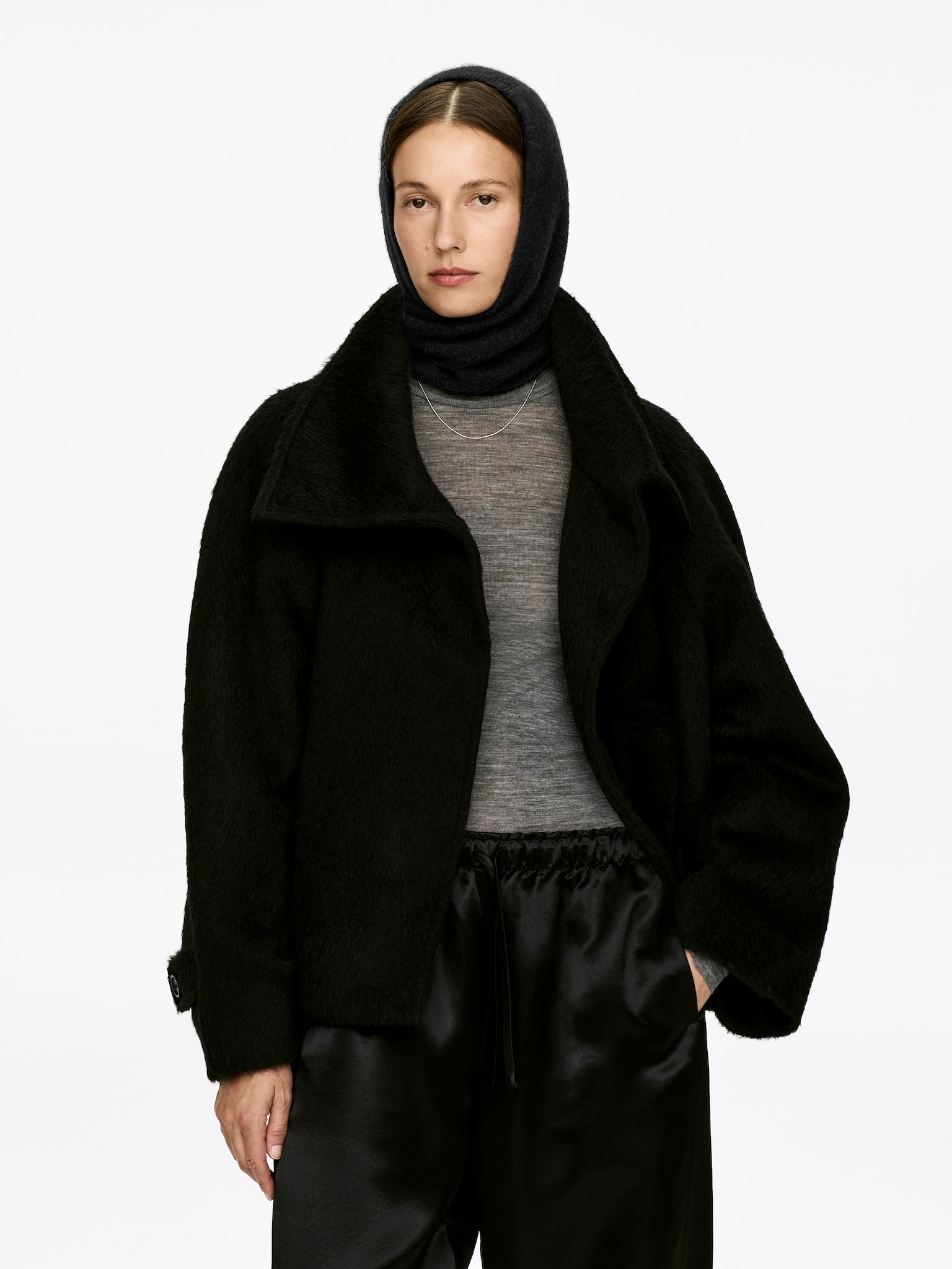 Cagoule en mélange de laine et d'alpaga - Noir - 3