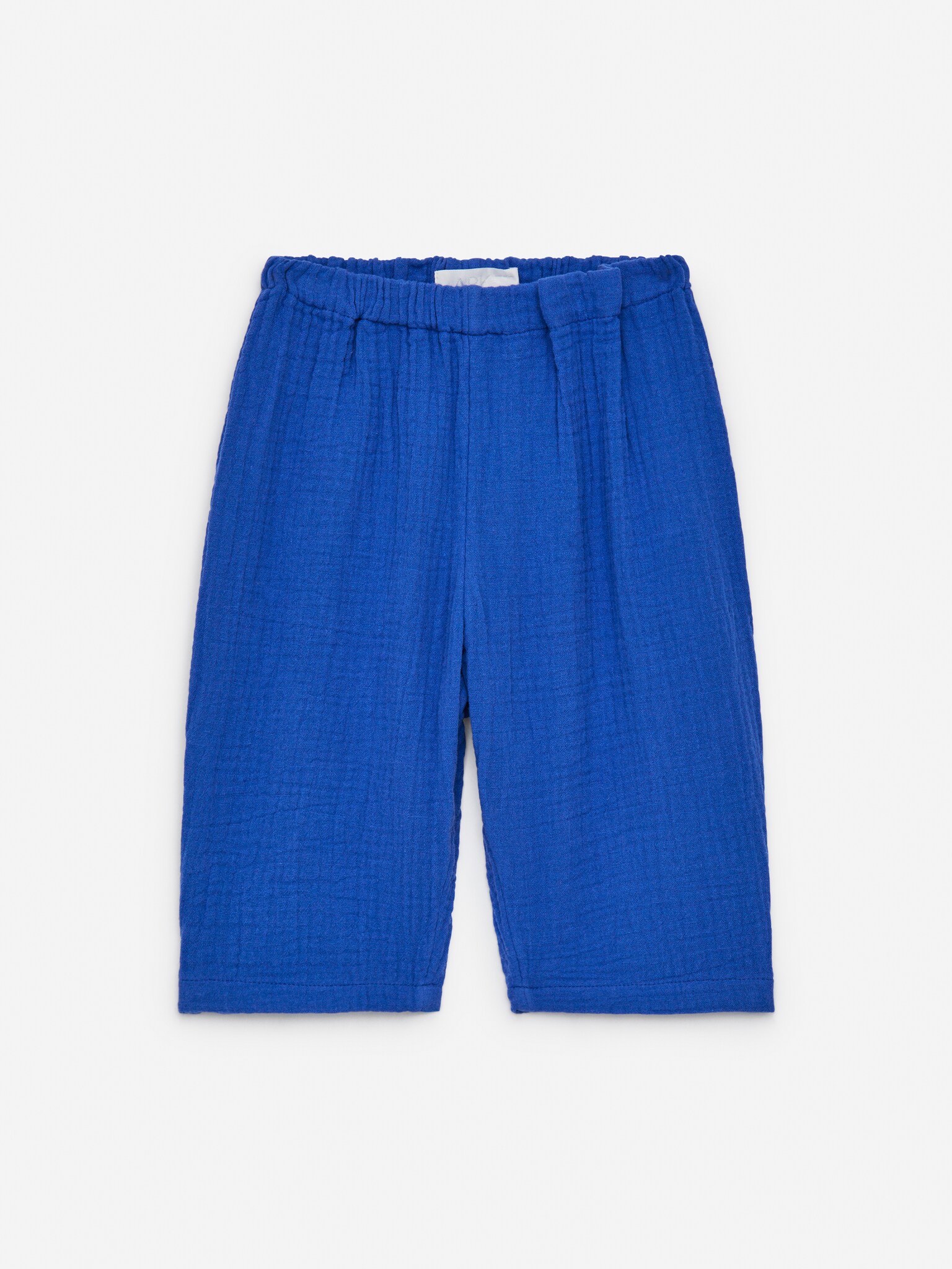 Pantalon en mousseline de coton - Bleu vif/Beige - 1