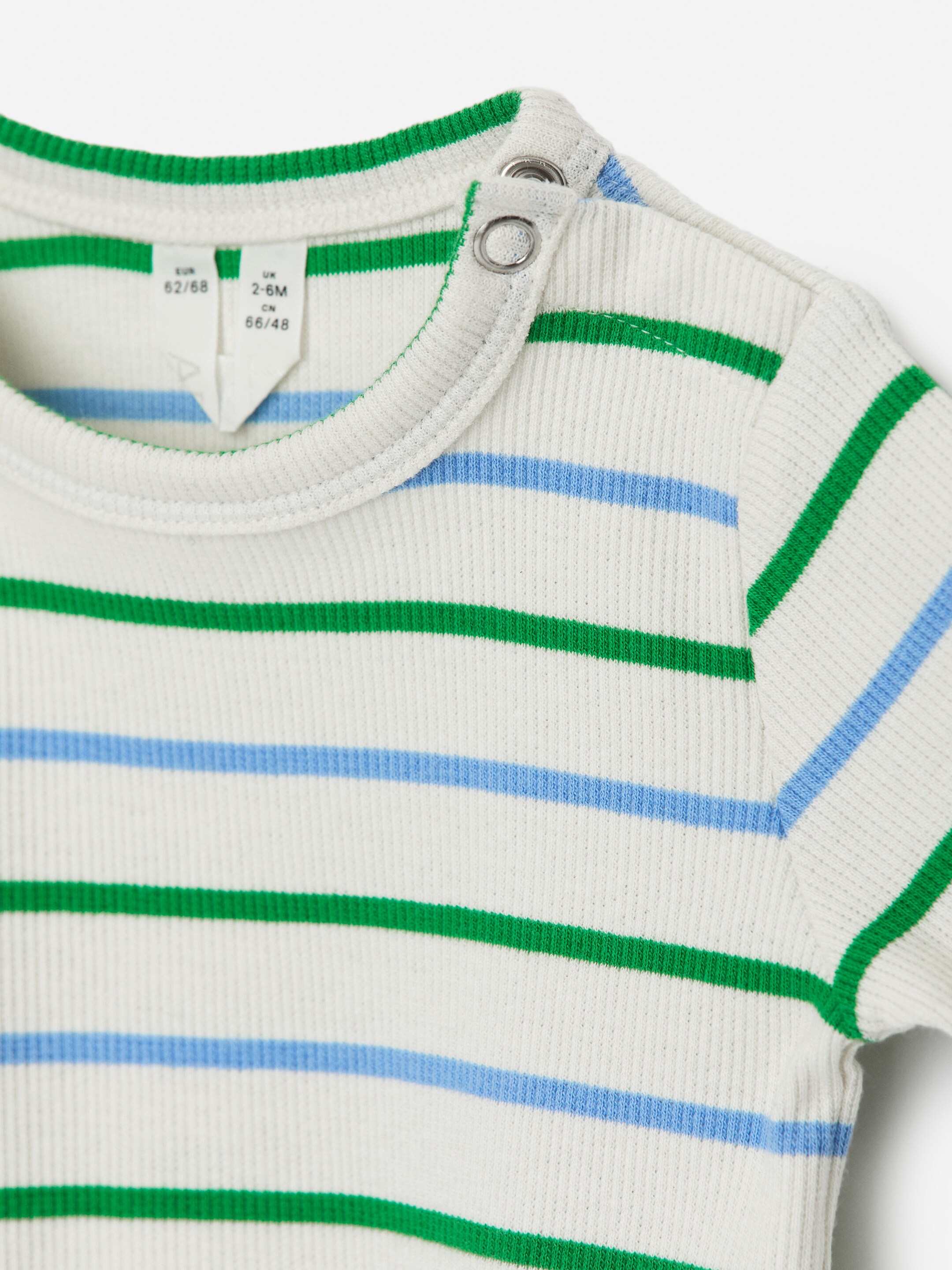 Ingrandisci l'immagine: Ribbed Long-Sleeve Bodysuit - Blue/Green Stripe - BAMBINO | H&M CH 3