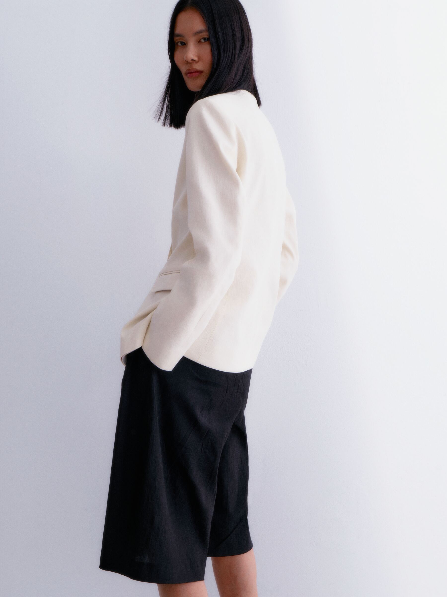 Linen-Blend Blazer - Off White - Slim fit - Women - StillMedia/Environmental - 1