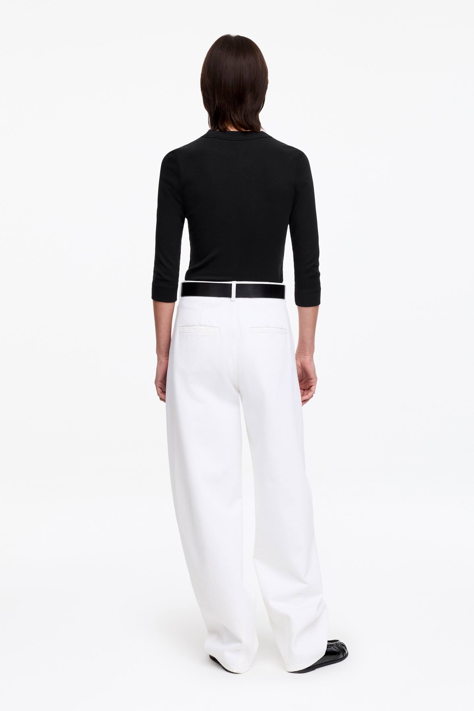 Ribbad topp - Svart/Vit/Röd - 4