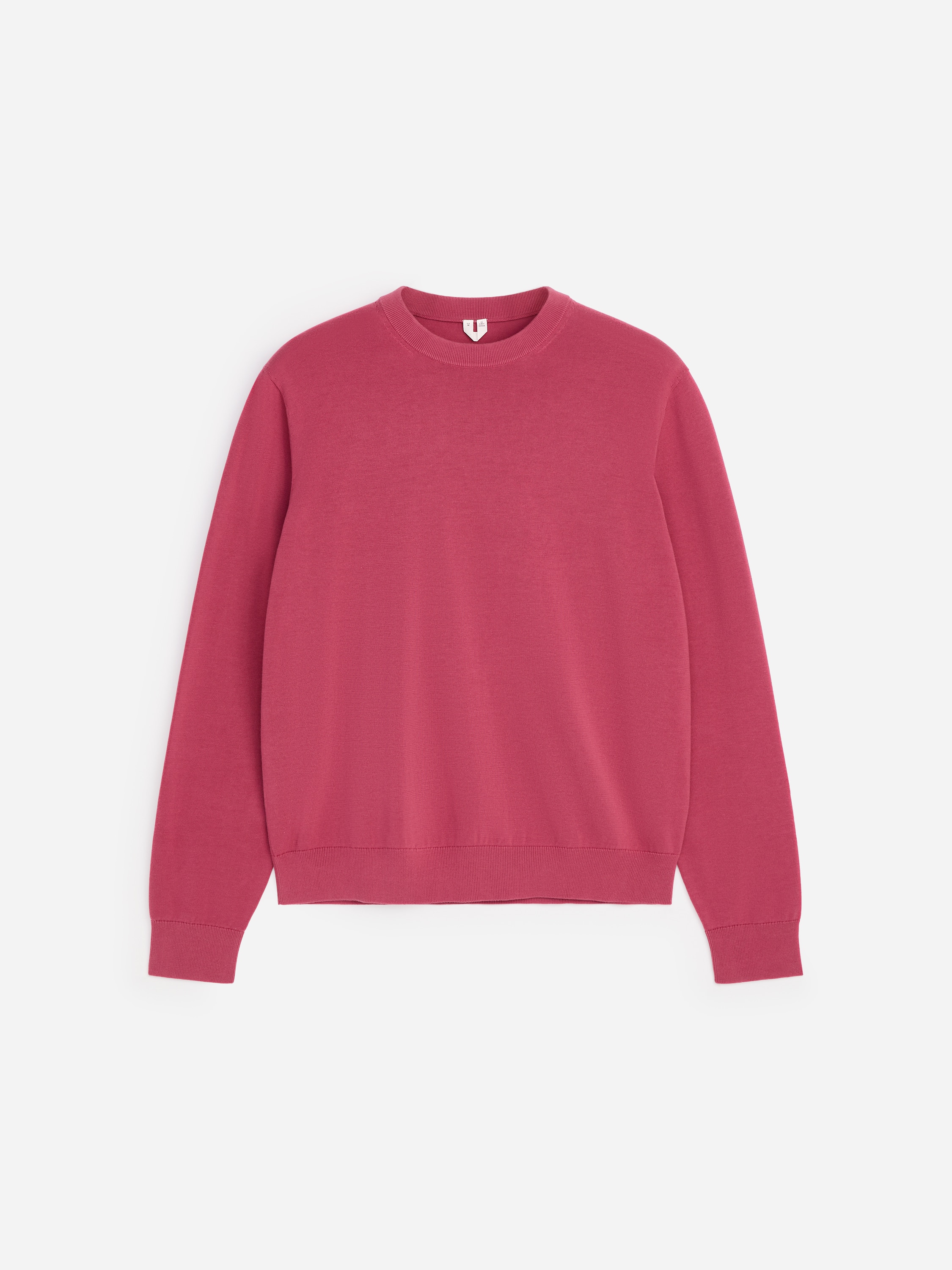 Leichter Baumwollpullover mit Rundhalsausschnitt - Himbeerrot/Blasses Mintgrün/Dunkelblau