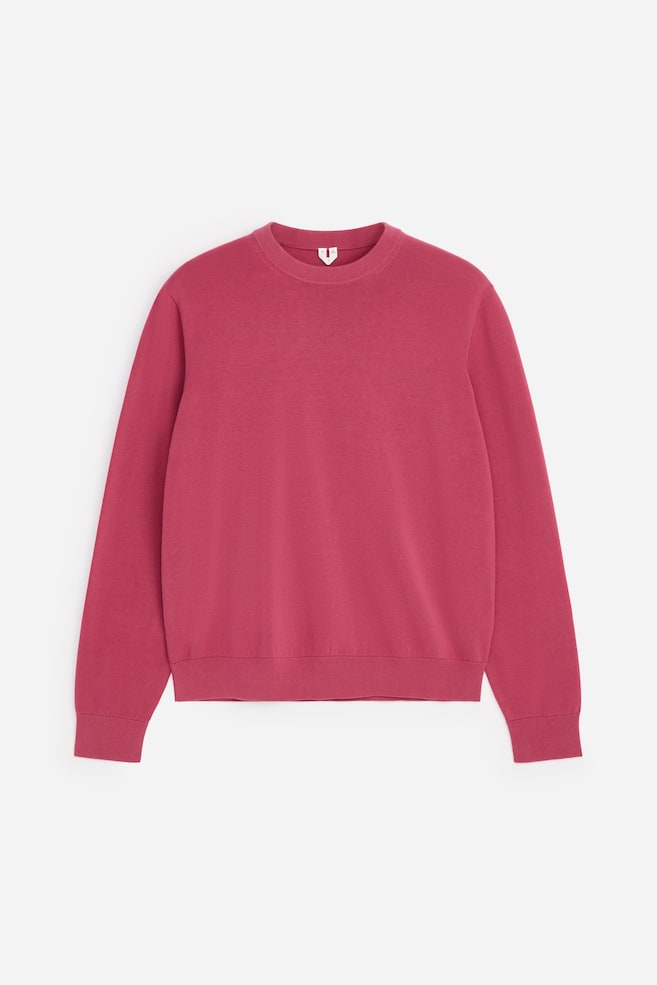 Lightweight Cotton Crewneck Jumper - Raspberry Red/Dusty Mint Green/Dark Blue - 1