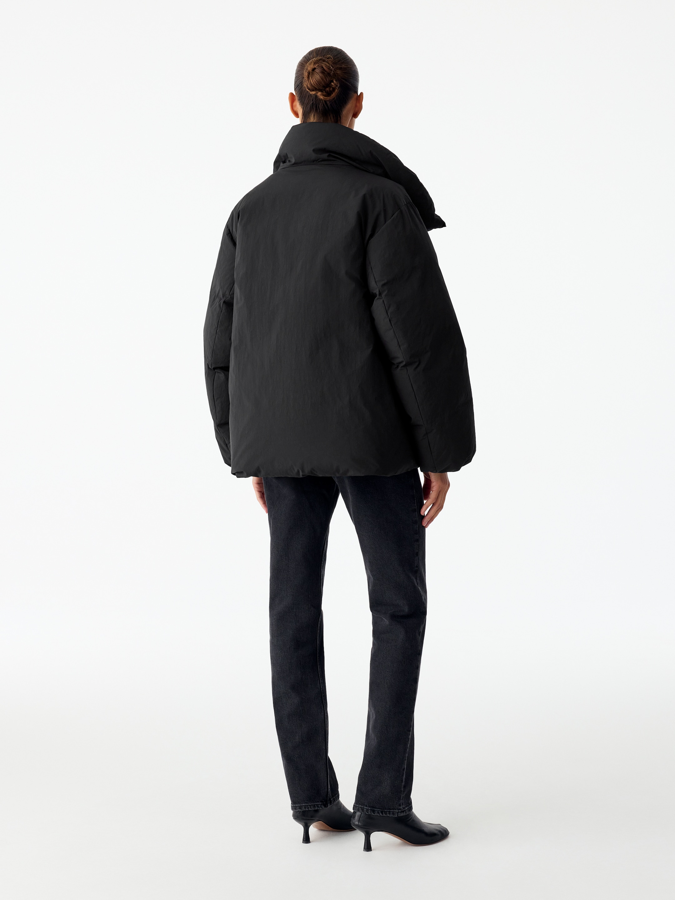 Upcycled Down High-Collar Jacket - Black - Regular fit - women - StillMedia/Lookbook - 17
