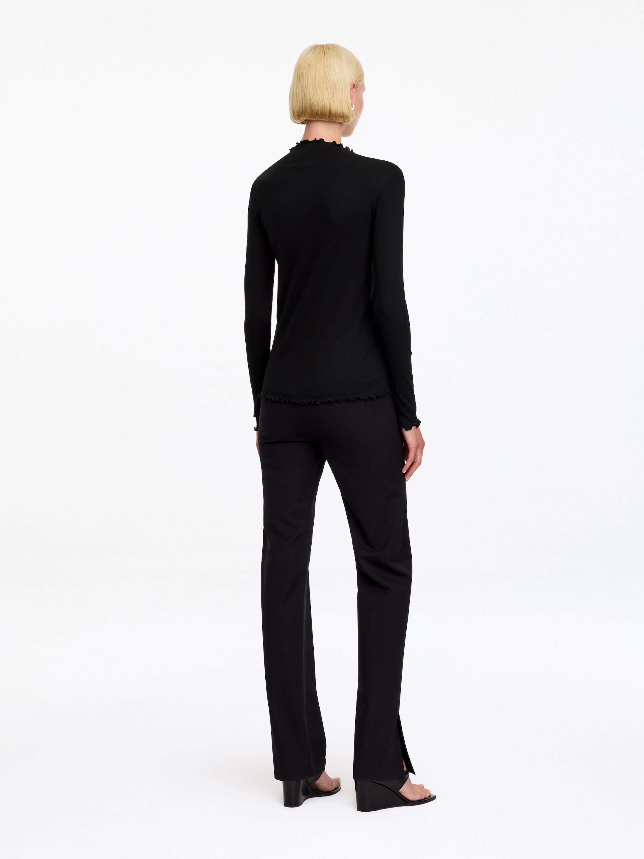 Gerüschtes Jersey-Oberteil - Schwarz - Slim Fit - women - StillMedia/Lookbook - 4