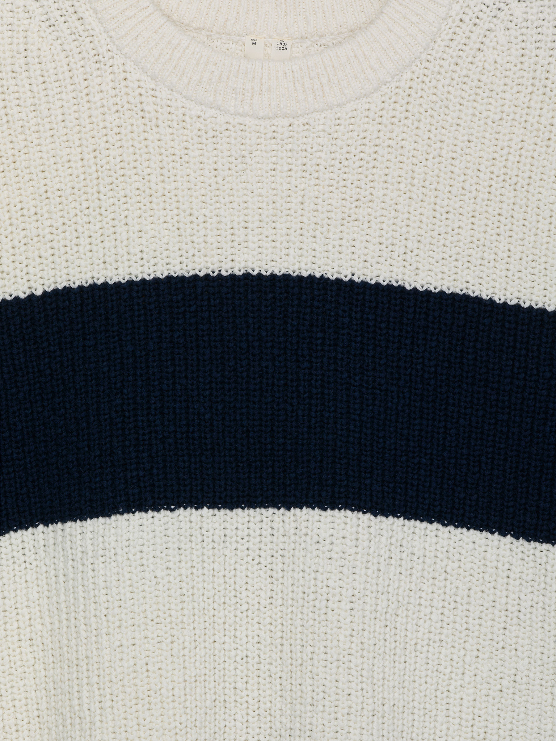 Pull en coton bouclé - Blanc cassé/Bleu foncé - Relaxed fit - Homme - StillMedia/DescriptiveStillLife - 1
