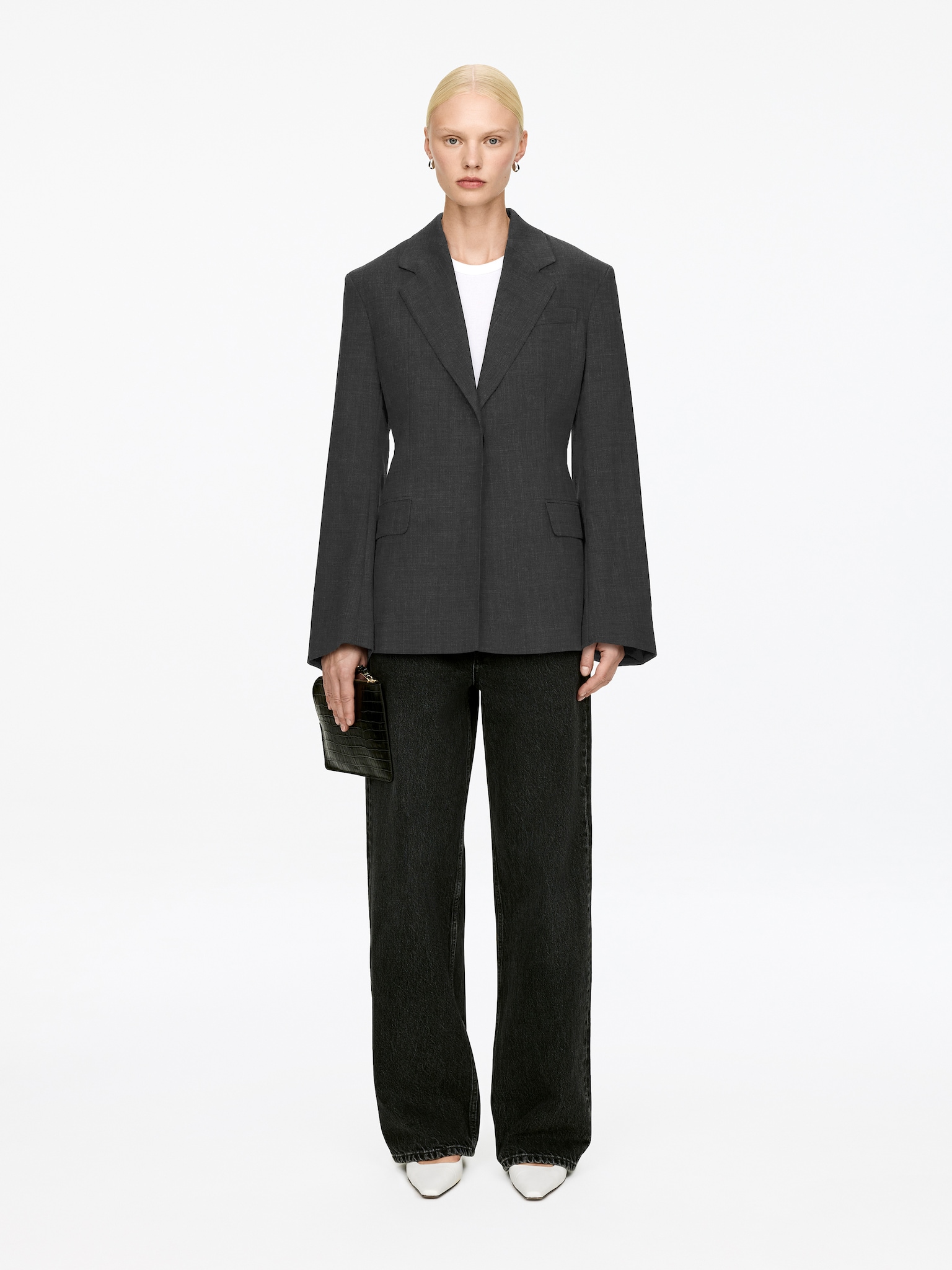 Schmaler, einreihiger Blazer - Grau