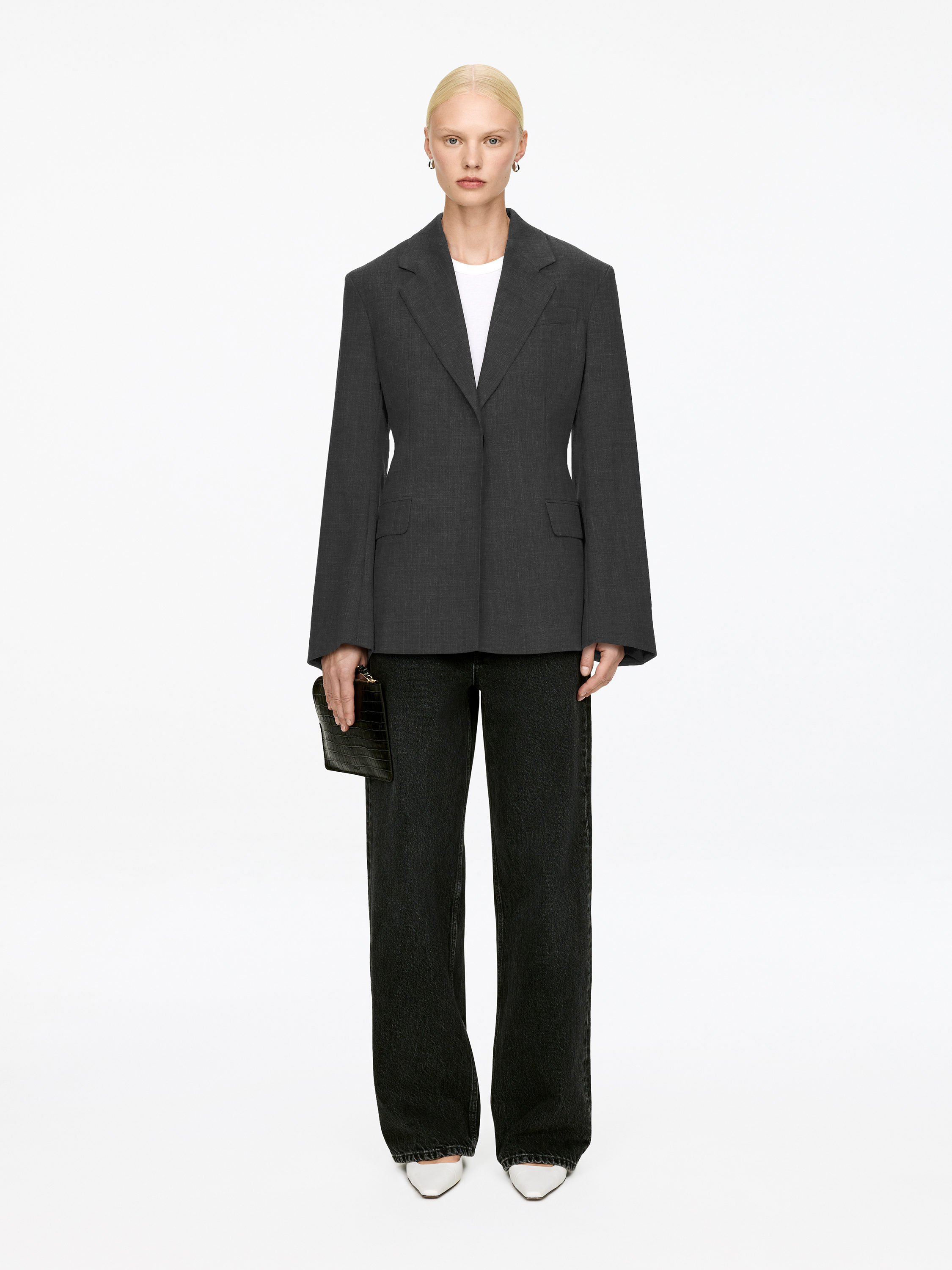 Slim Single-Breasted Blazer-#505661-12426