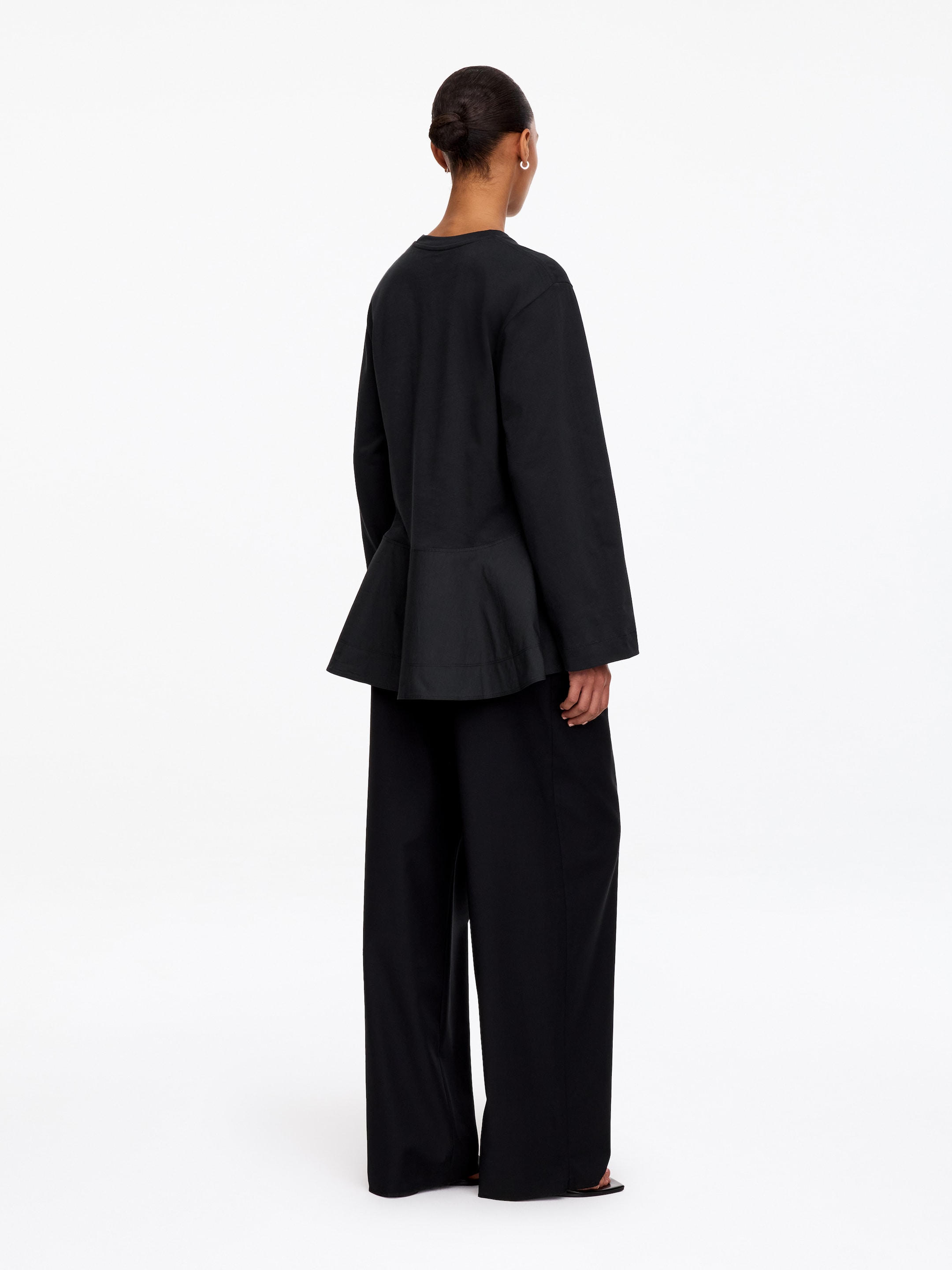 Long-sleeved peplum top - Off-black - Regular fit - women - StillMedia/Lookbook - 2