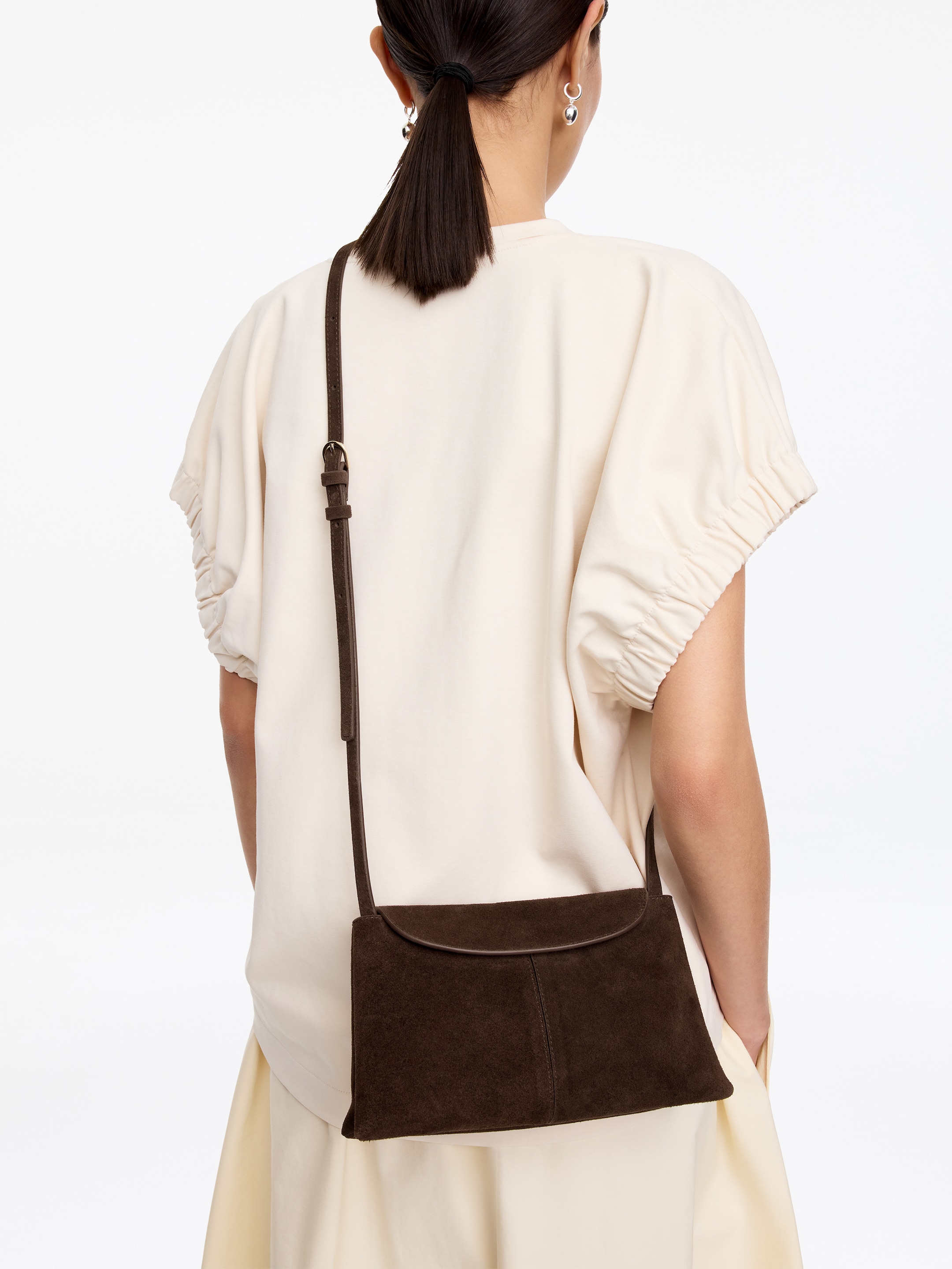 Sac bandoulière en croûte de cuir suédé - Marron - Femme - StillMedia/Lookbook - 6