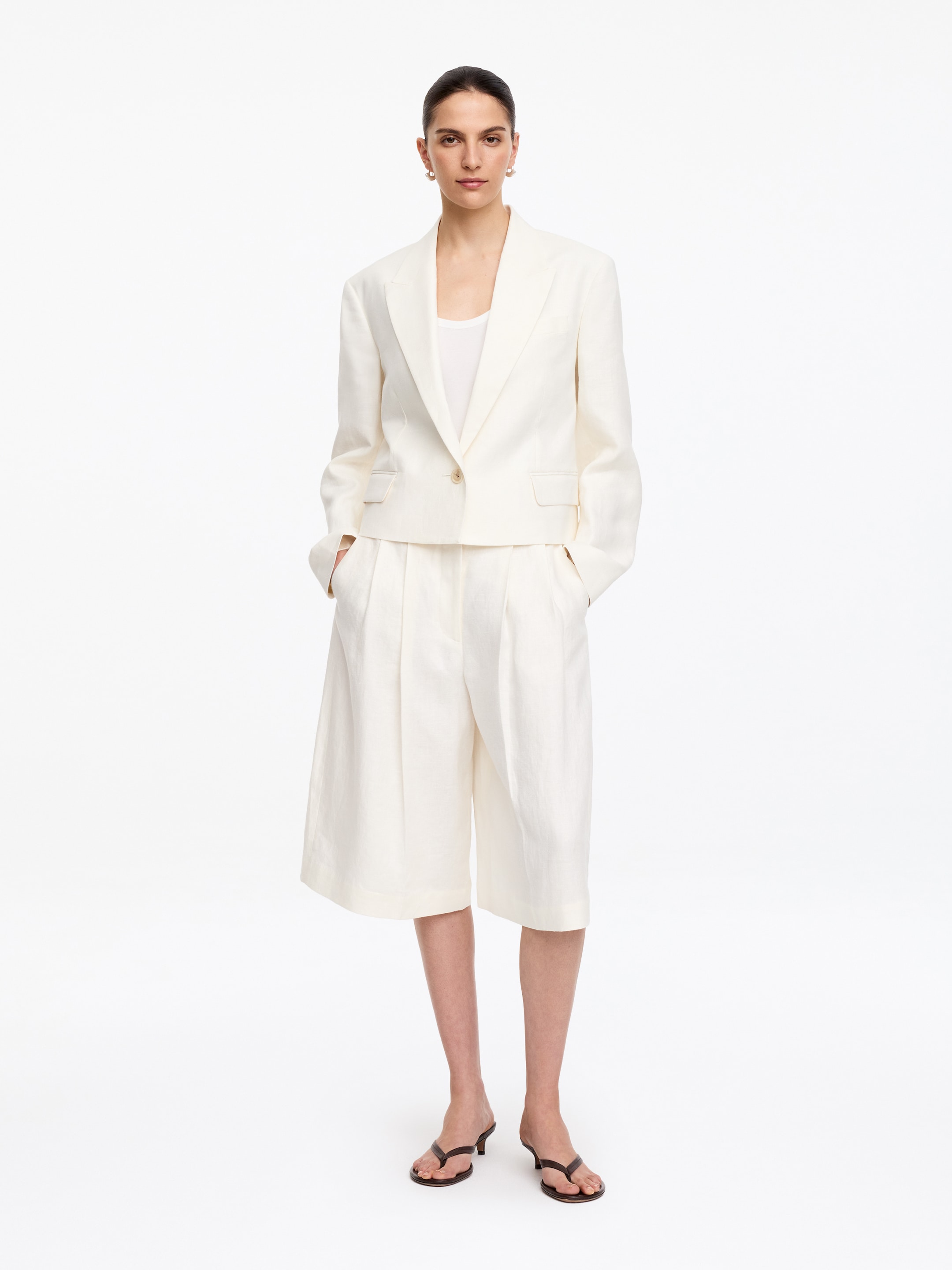 Linen Blazer-#F4F3E9-19564