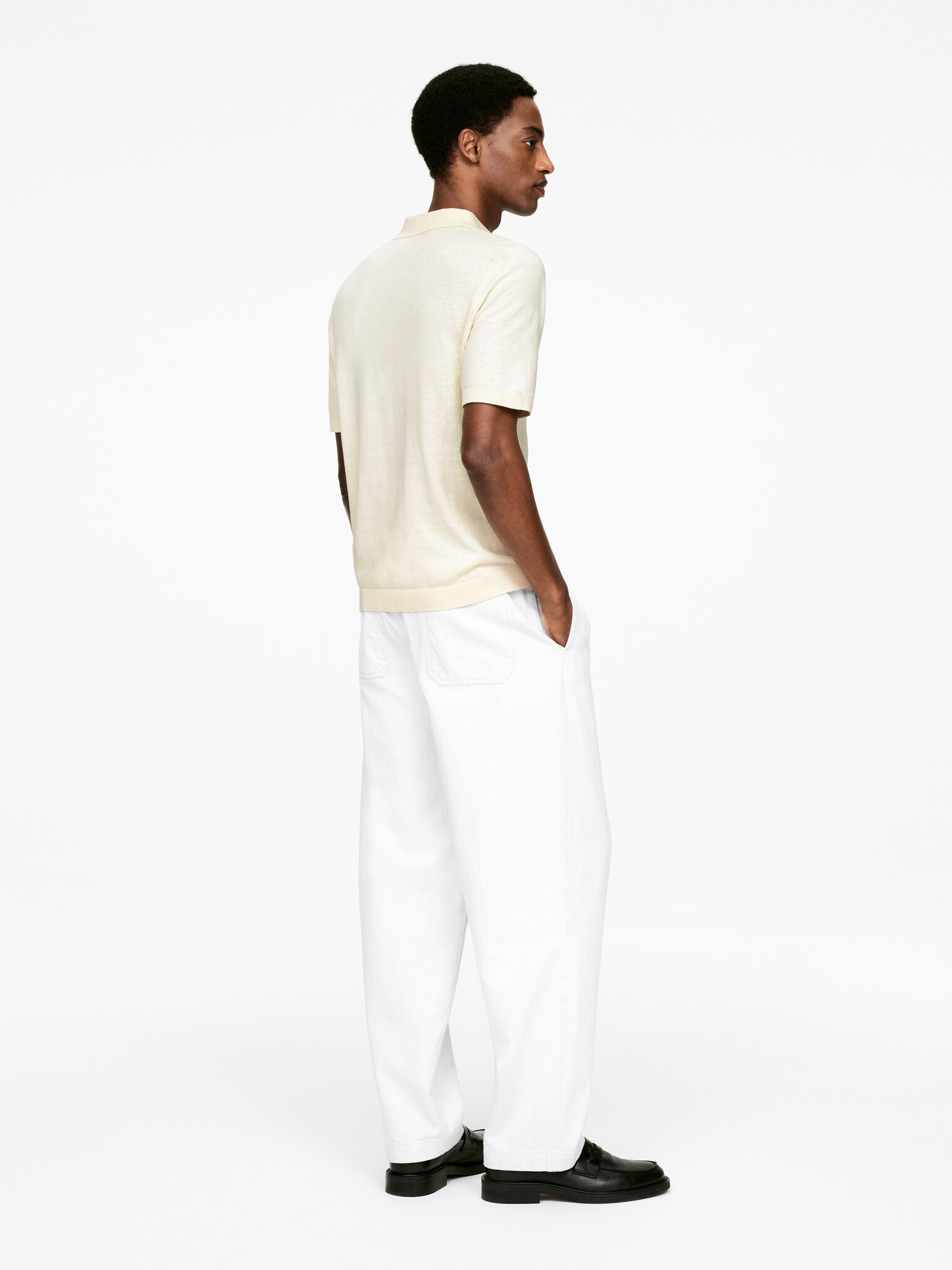 Polo en lin et coton - Blanc cassé/Taupe clair/Bleu foncé/Taupe/Bleu foncé/Bordeaux/Bleu foncé/Vert kaki - 4