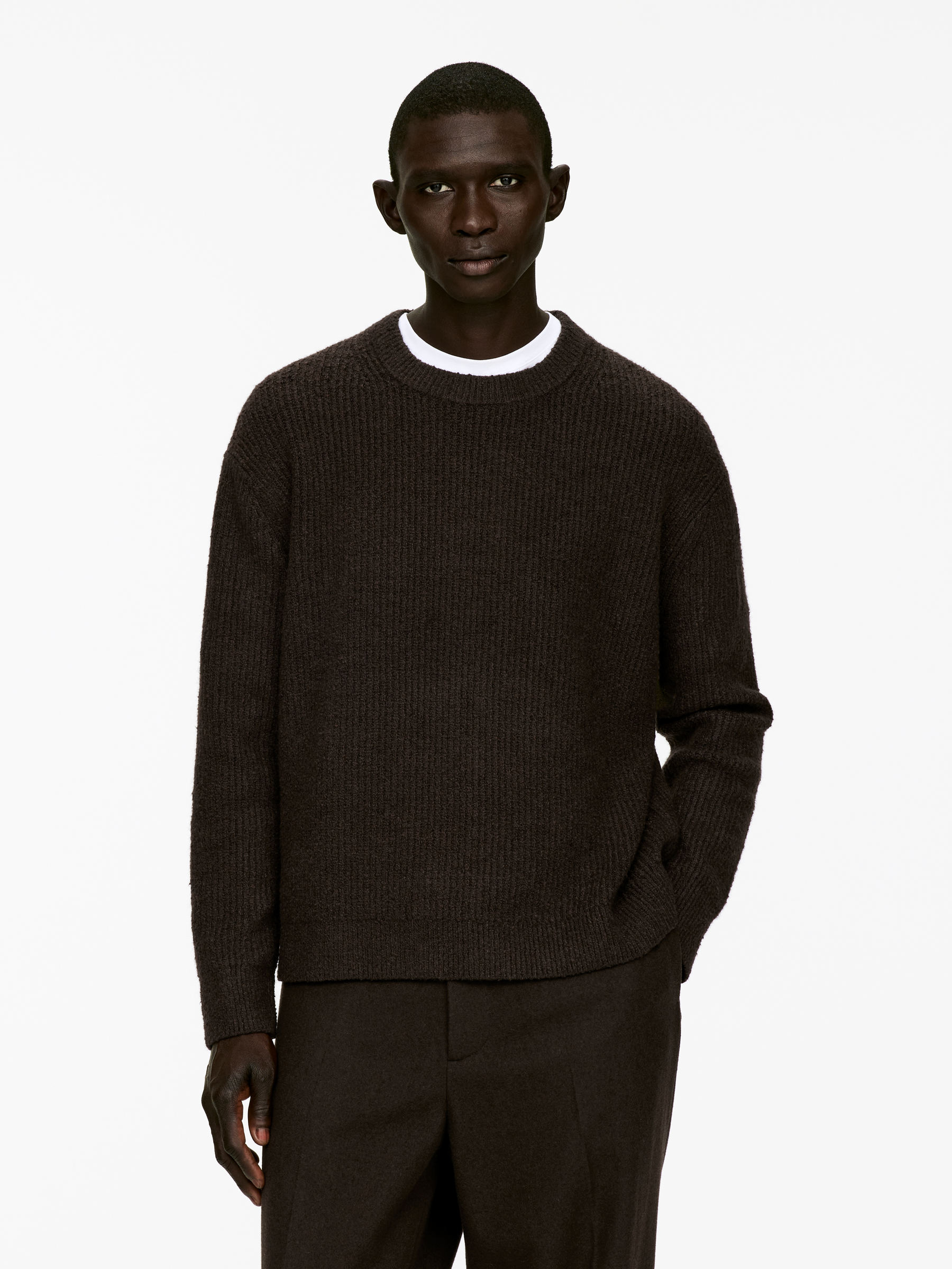 Cotton-Blend Jumper-#3F3838-16166