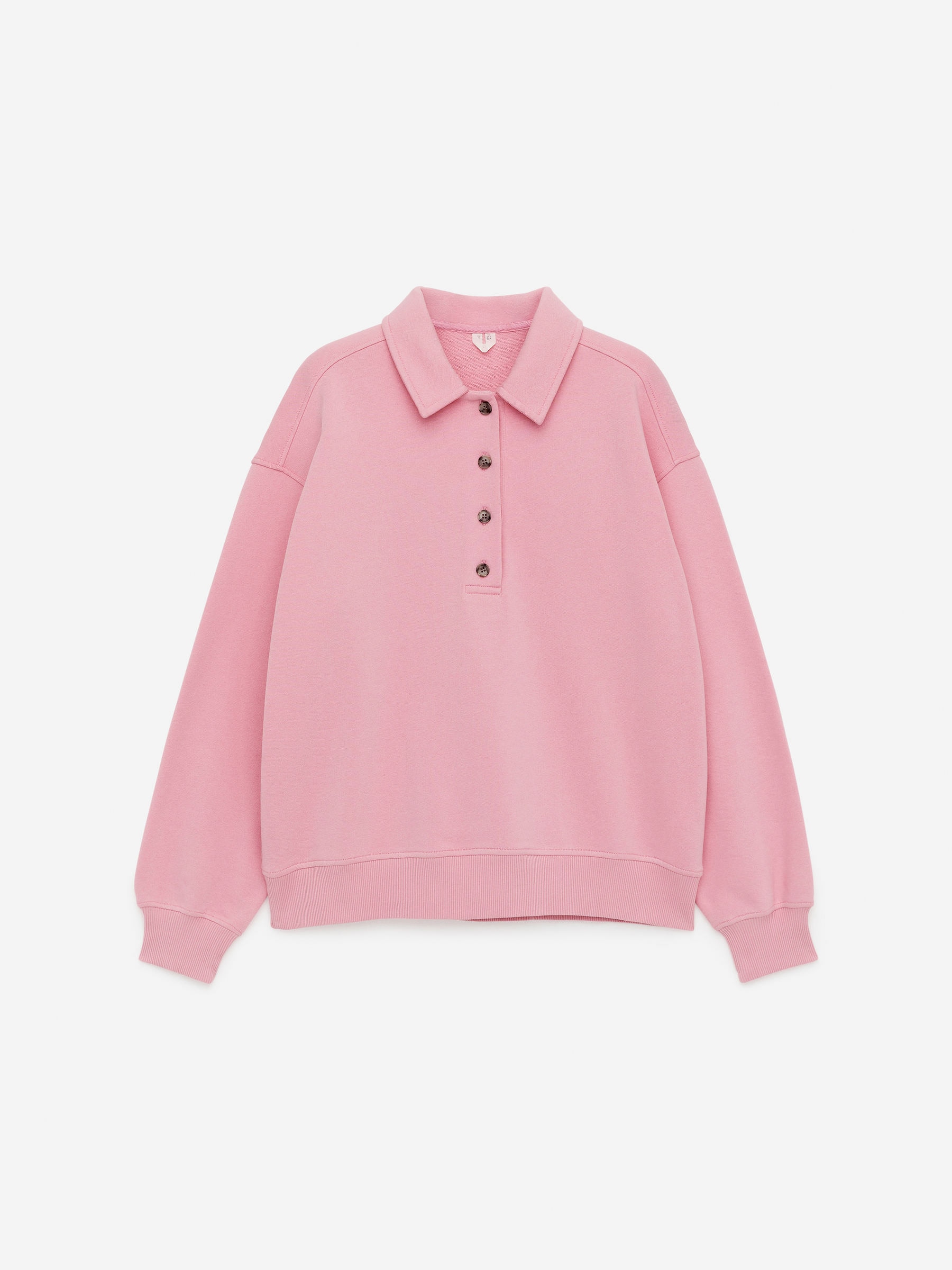 French Terry Polo Shirt-Pink-14106