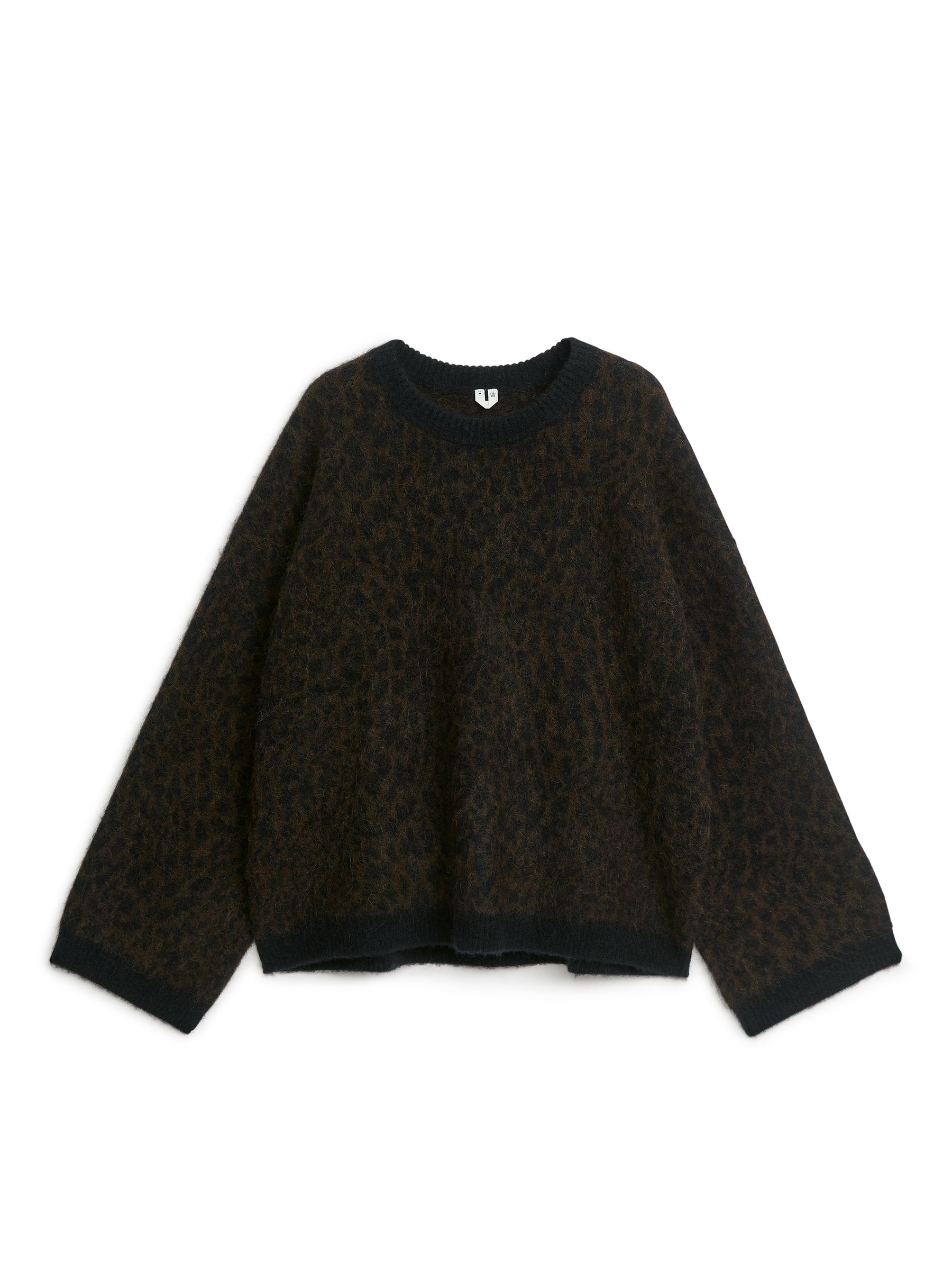 Pull jacquard en alpaga mélangé-#3B312B-2174