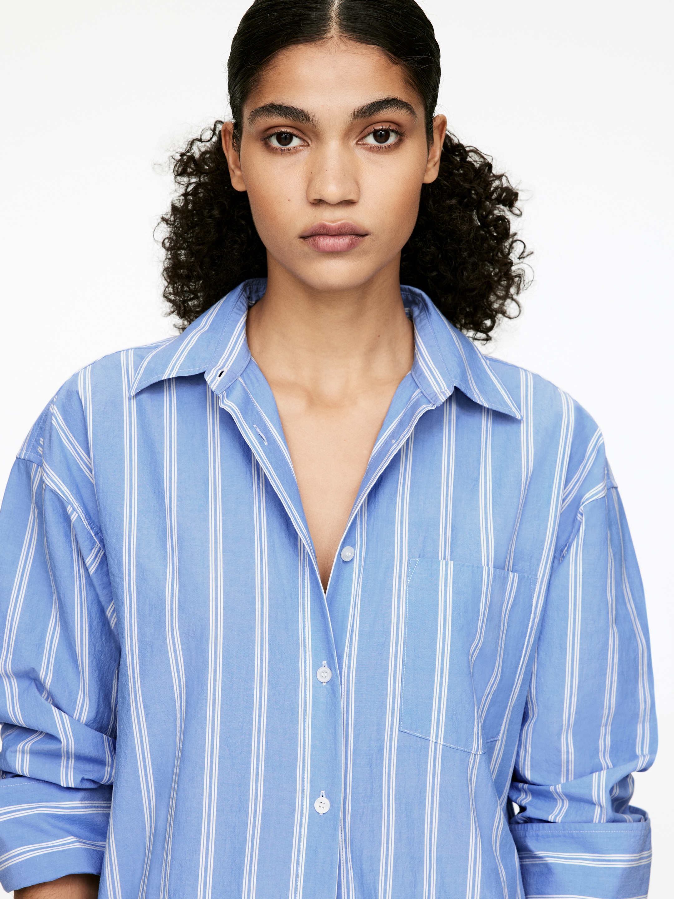 Zobraziť väčší obrázok: Bavlnené košeľové šaty - Modrá/Biela - ŽENY | H&M SK 3
