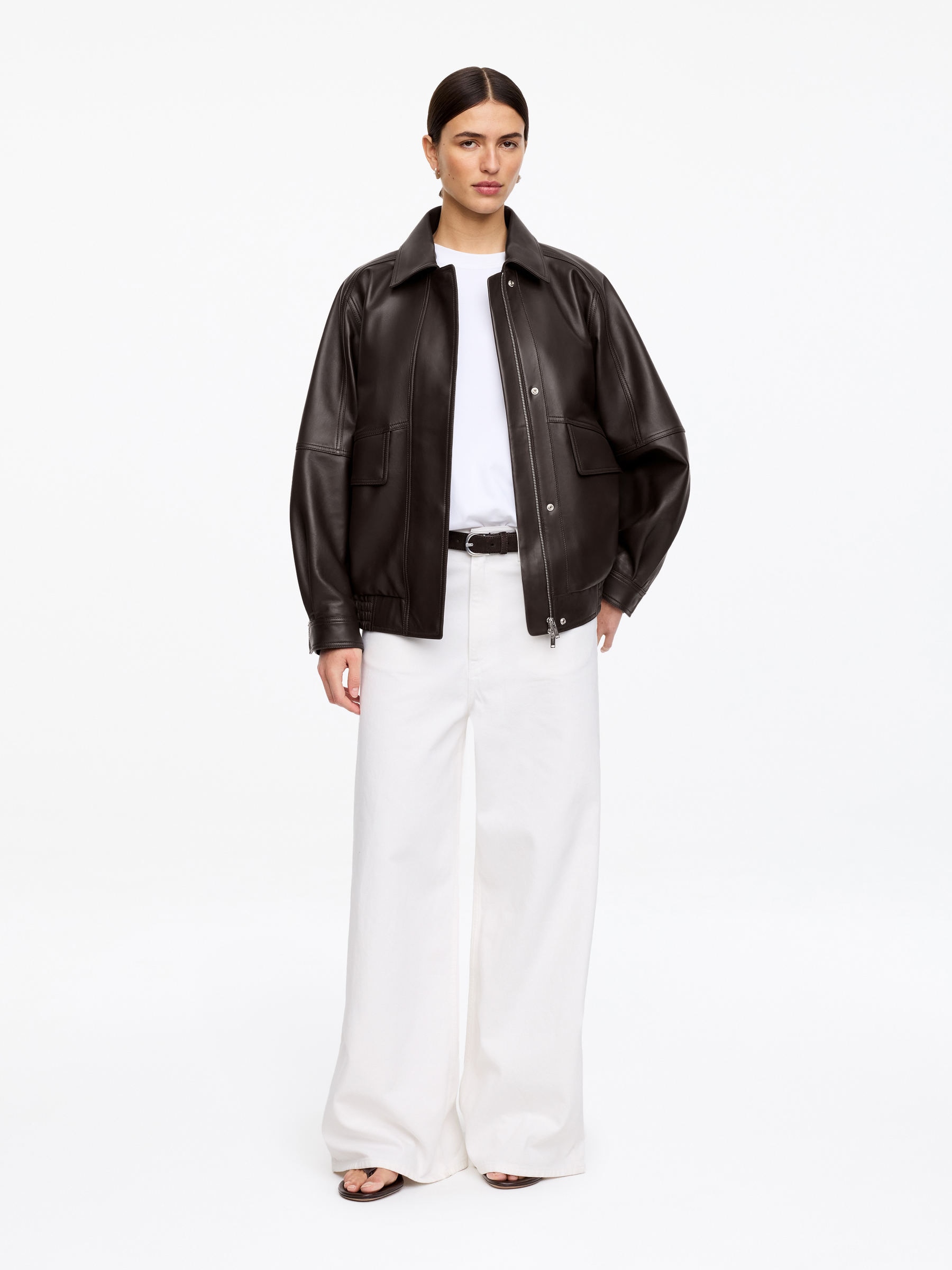 Relaxed Leather Jacket - Brown - Relaxed fit - Women - StillMedia/Lookbook - 5