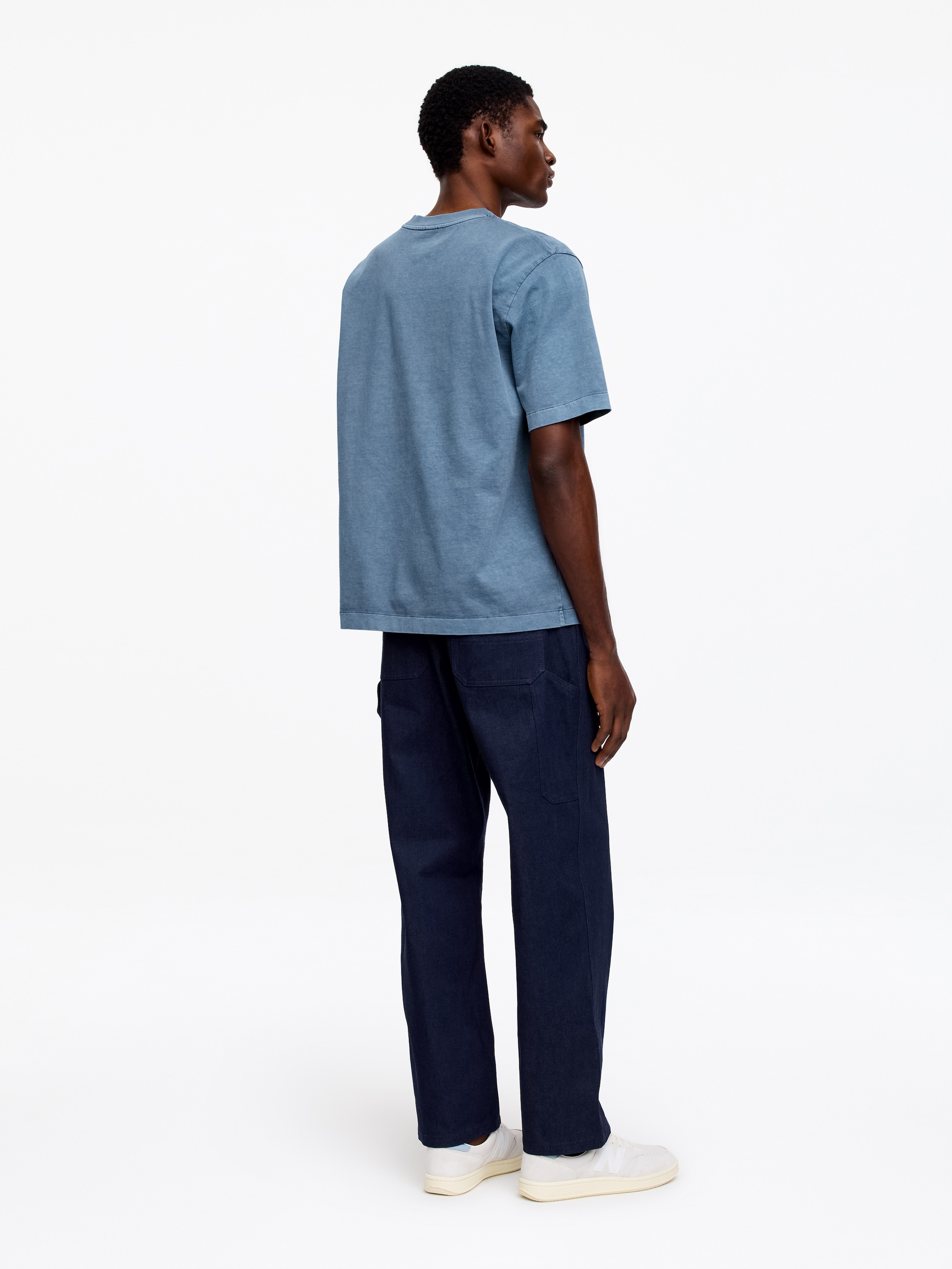 T-shirt en interlock teint en pièce - Bleu - Relaxed fit - Homme - StillMedia/Lookbook - 3