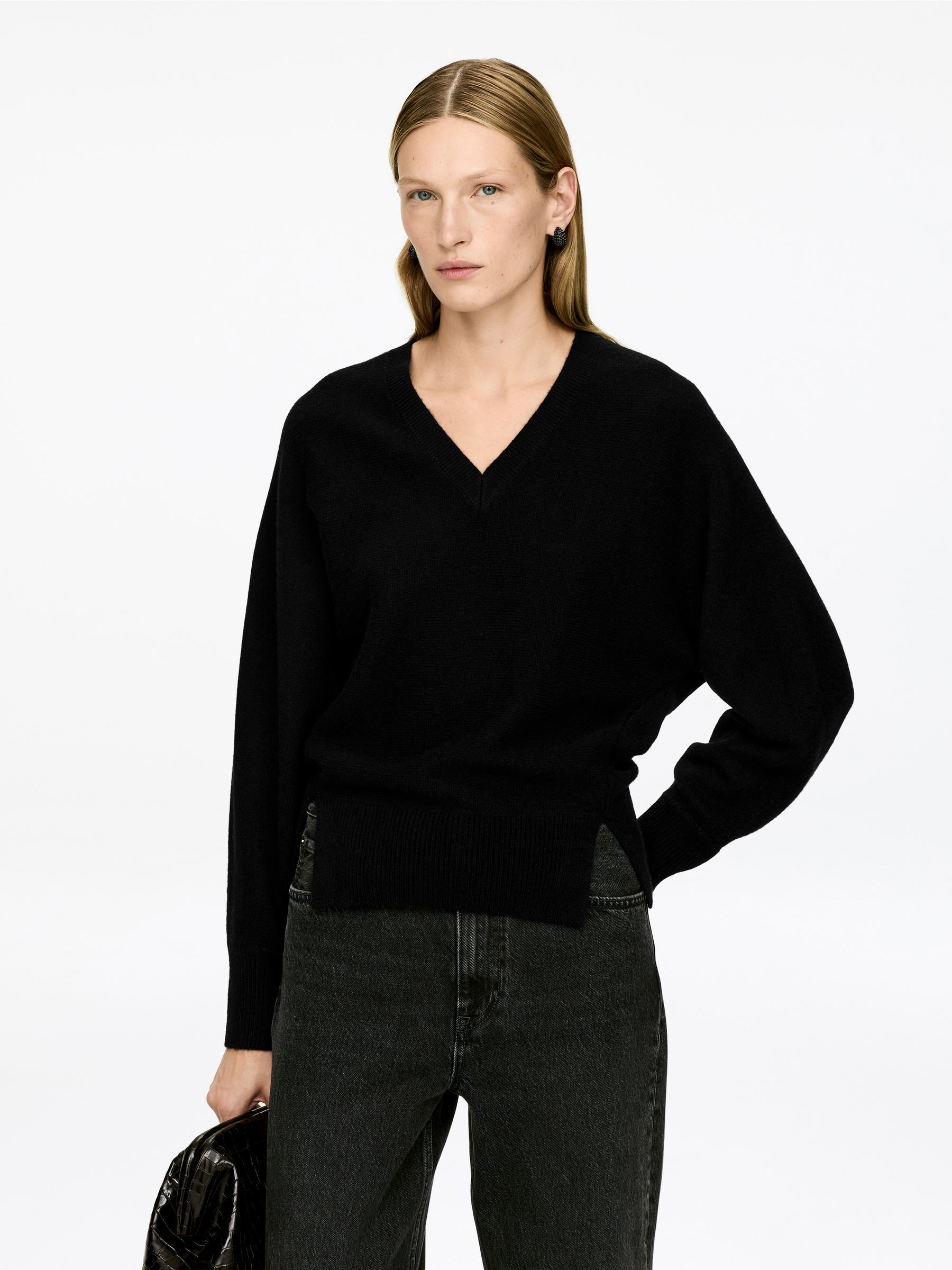 Pure Cashmere V-Neck Jumper-#272627-17306