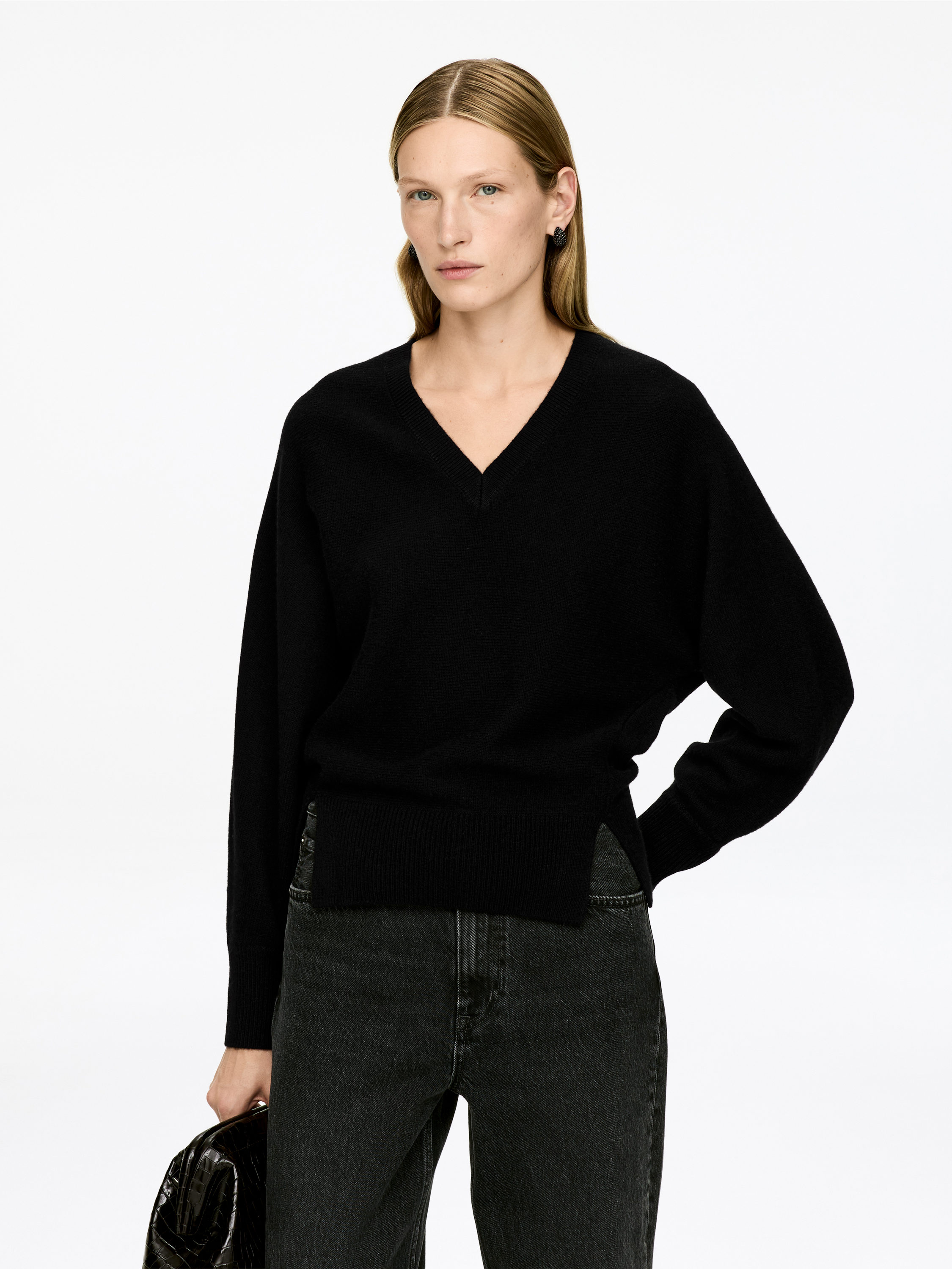 Pure Cashmere V-Neck Jumper-#272627-17306