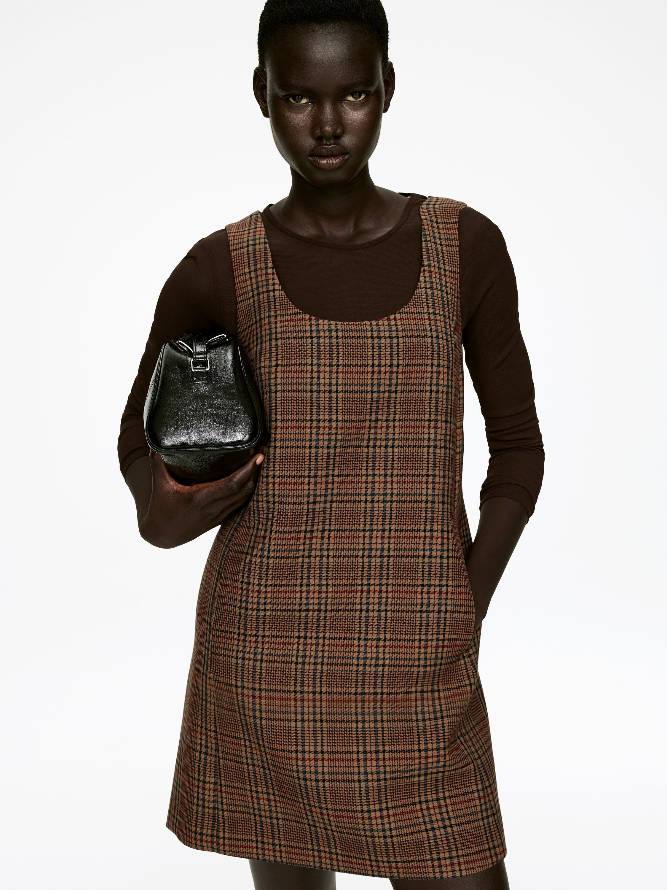 Check Mini Dress - Dark Beige/Checkered - Regular fit - Women - StillMedia/Lookbook - 4