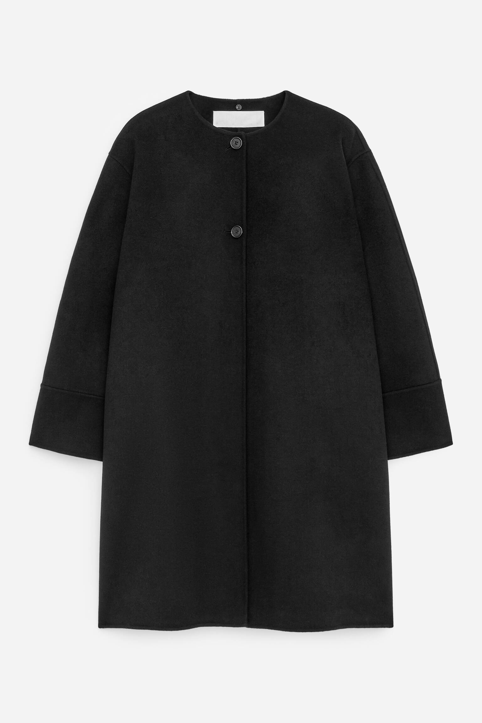 Płaszcz z podwójnej tkaniny z domieszką wełny - Czarny - 9