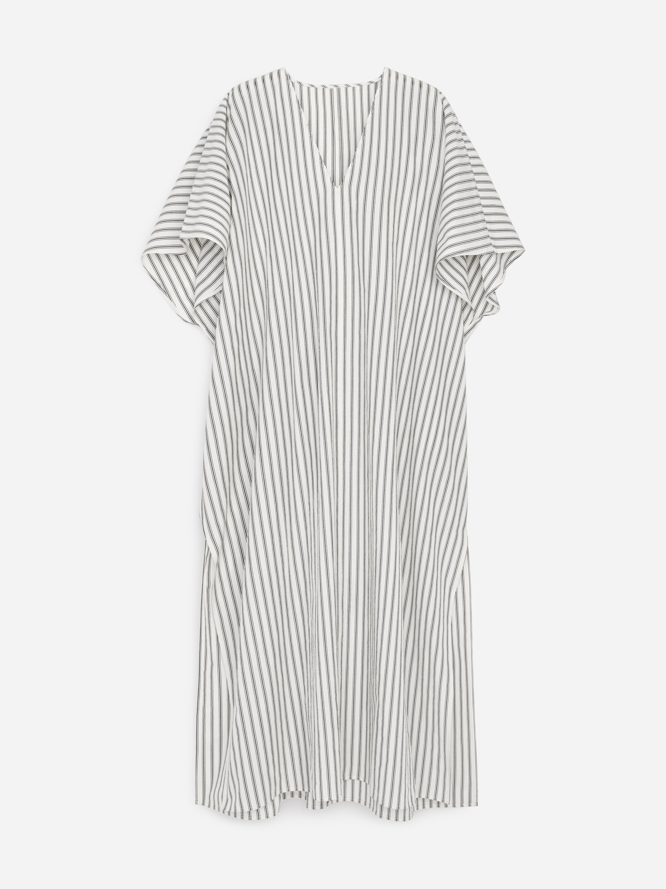 Rochie din bumbac în dungi - Alb-crem