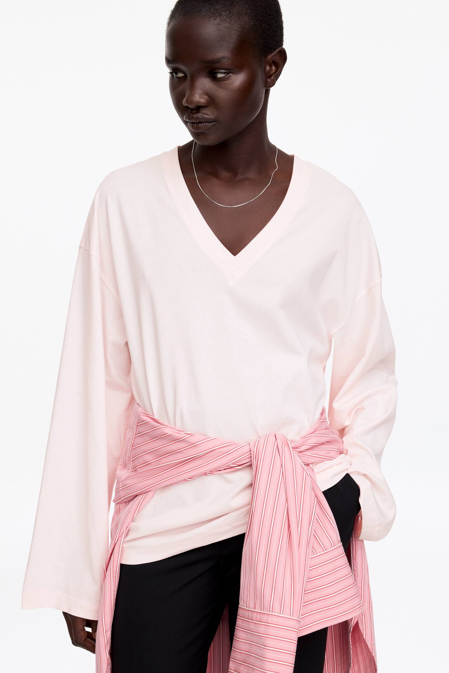 Långärmad t-shirt - Ljusrosa/Vit/Svart - 5