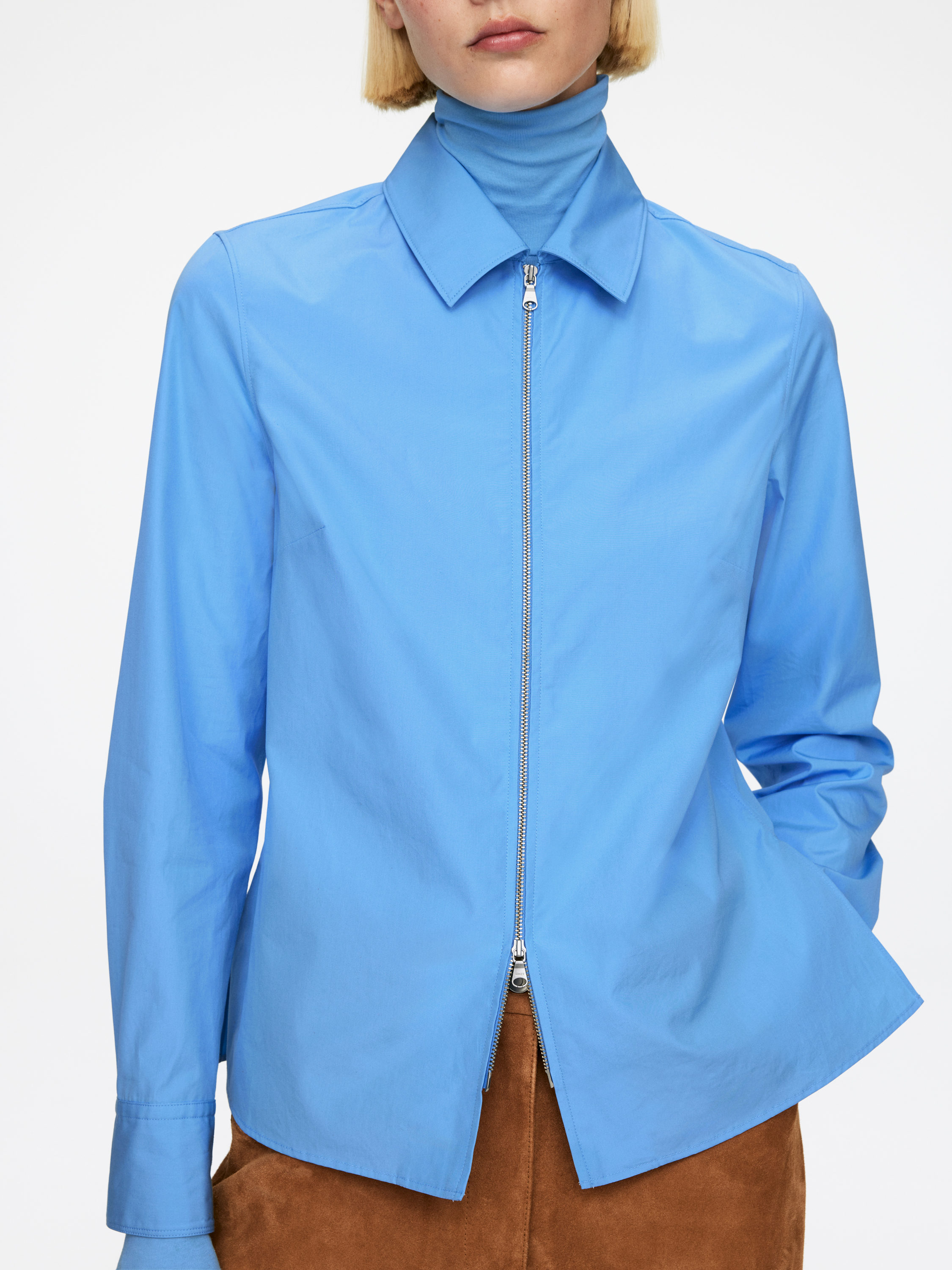 Zip Shirt - Light Blue - Regular fit - Women - StillMedia/Lookbook - 3