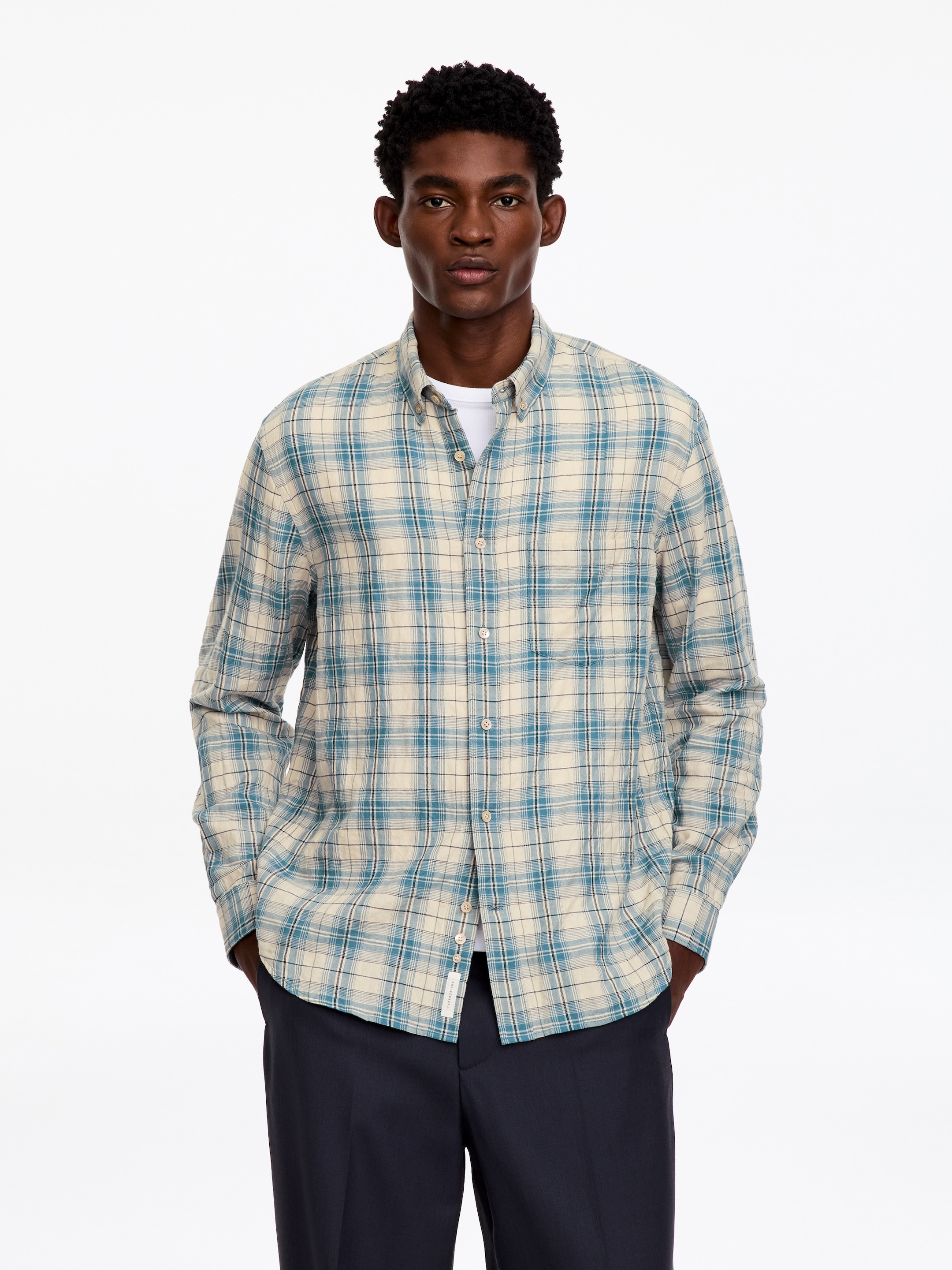 Flanellhemd mit normaler Passform - Blau/Weiß - Regular Fit - men - StillMedia/Lookbook - 10
