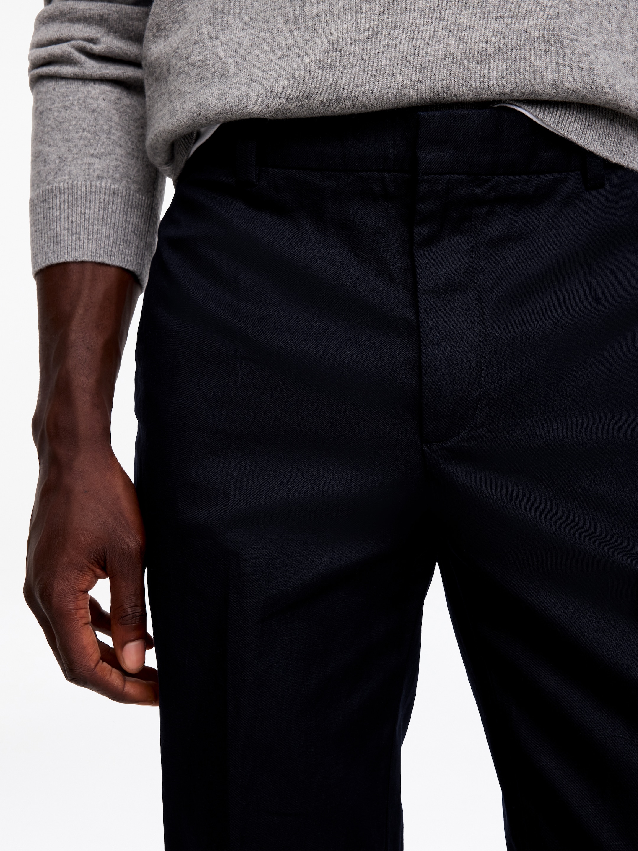 Regular Cotton Linen Slacks - Dark Blue - Regular fit - Men - StillMedia/Lookbook - 5