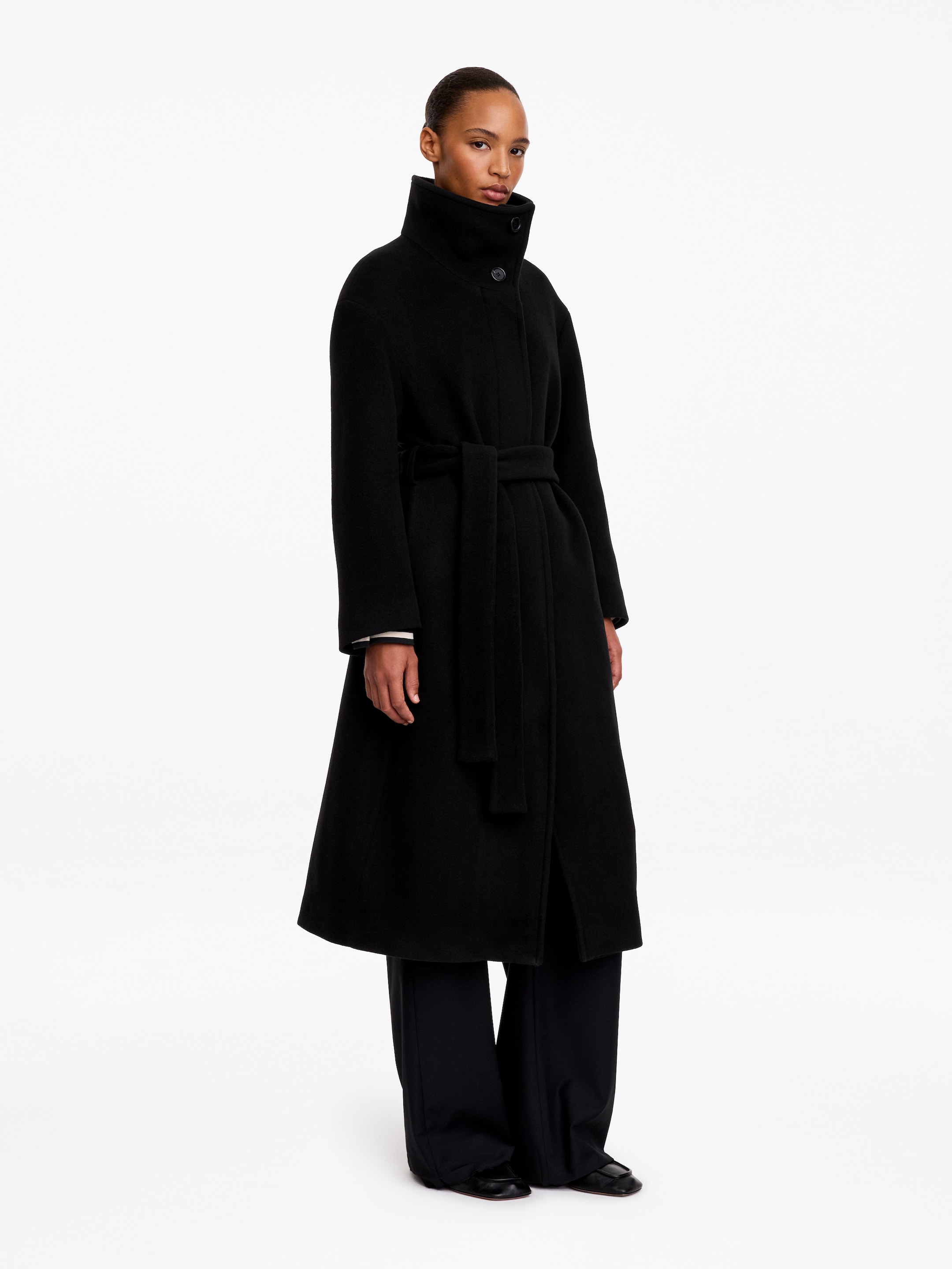 Mantel aus Wollmischung mit Gürtel - Schwarz - Regular Fit - women - StillMedia/Lookbook - 7