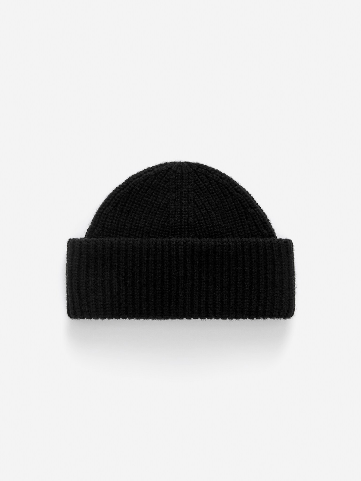Bonnet en laine à double revers - Noir/Taupe chiné - 2
