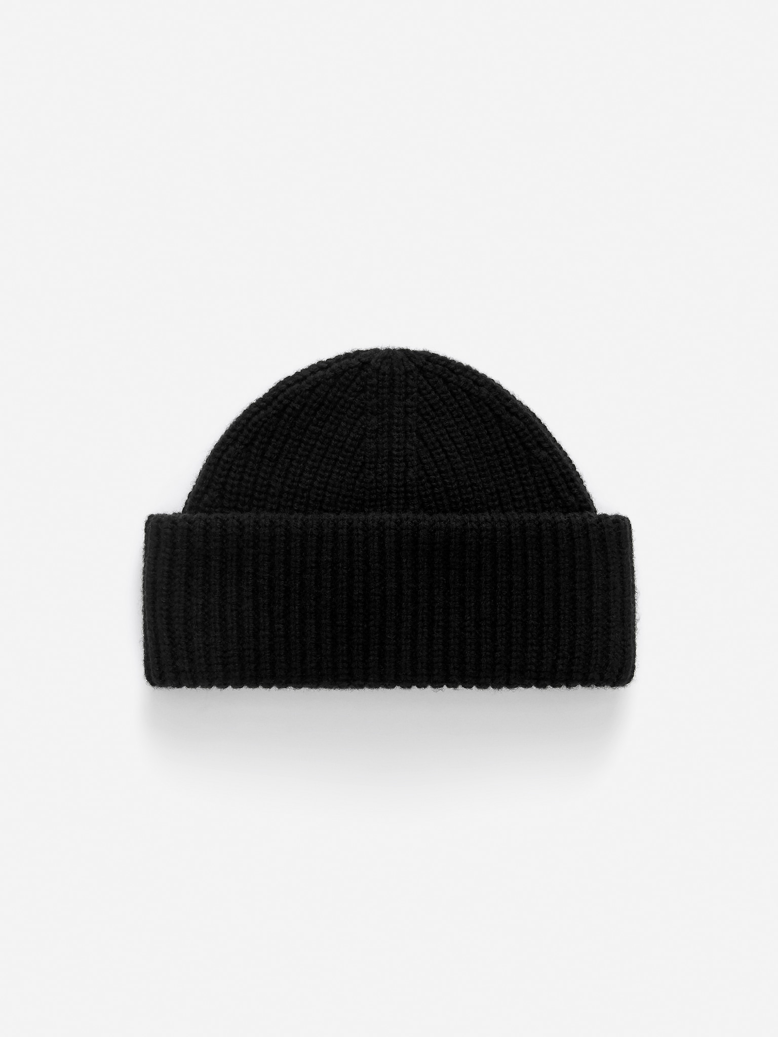 Bonnet en laine à double revers - Noir/Taupe chiné - 2