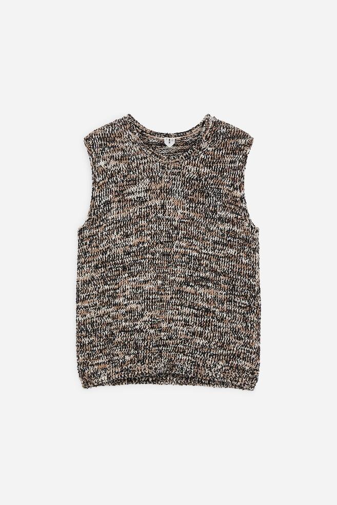 Mélange Knitted Vest - Black - 1