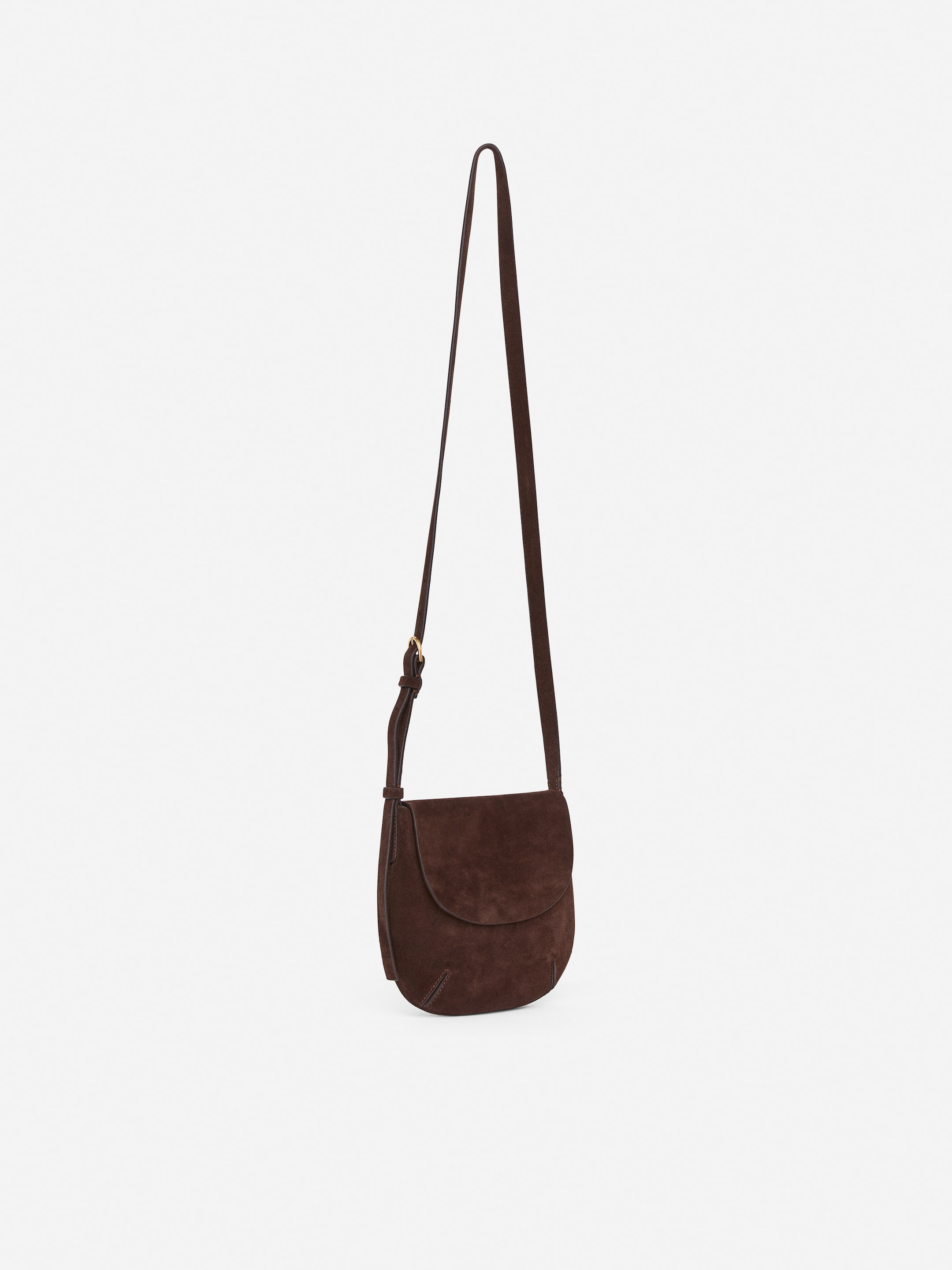 Sac bandoulière en croûte de cuir suédé - Marron foncé - Femme - StillMedia/DescriptiveStillLife - 2