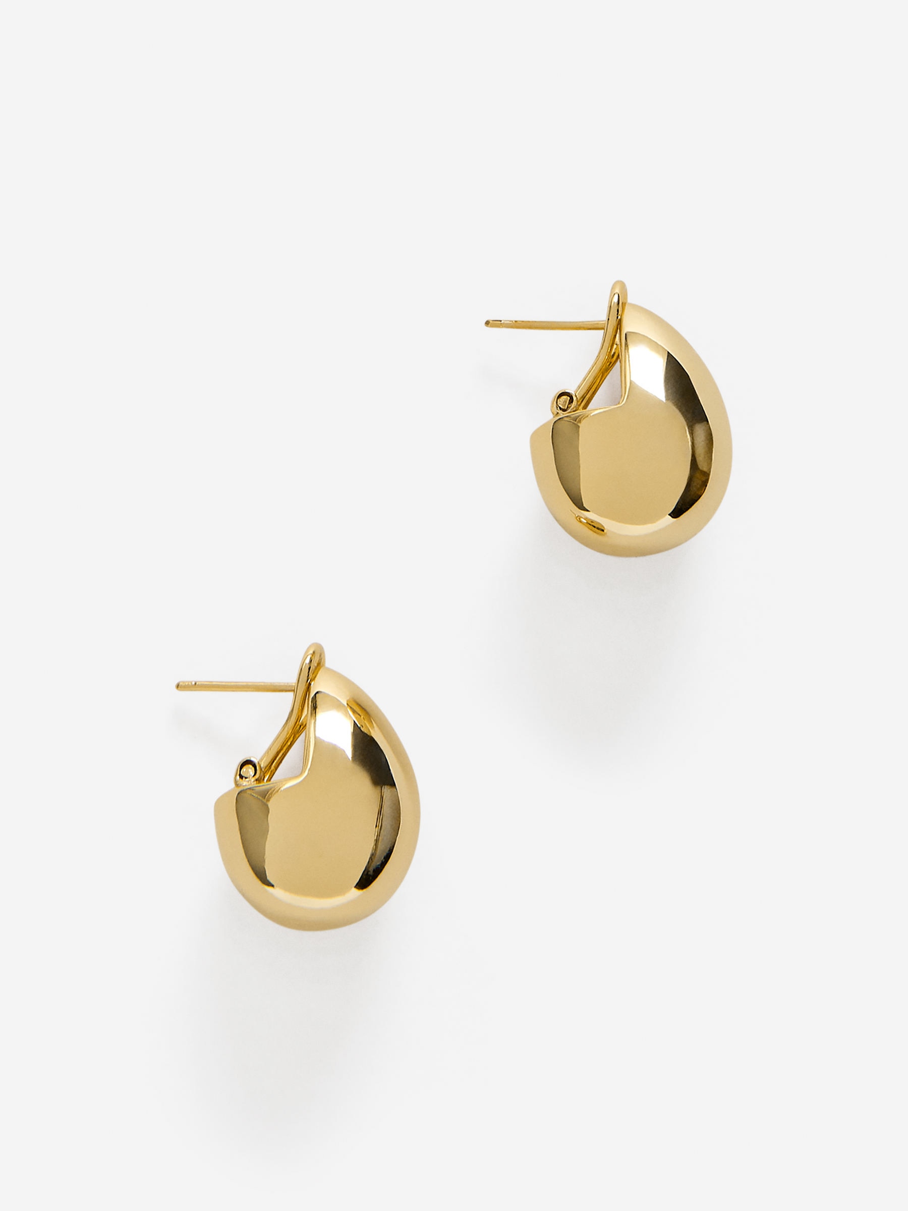 Gold-Plated Oval Earrings-#F1EAB9-16380