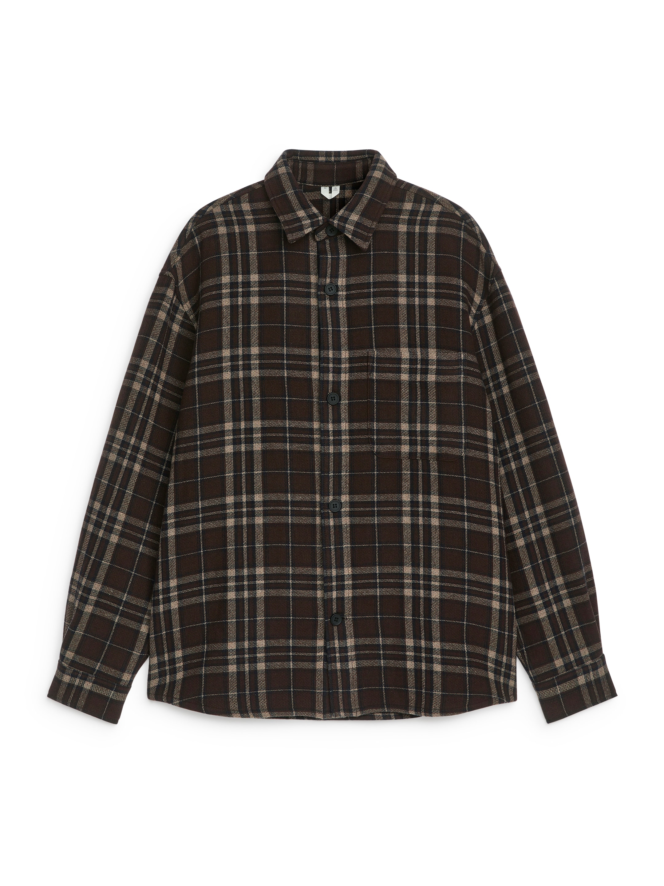 Chemise décontractée en laine mélangée-#3F3838-12823