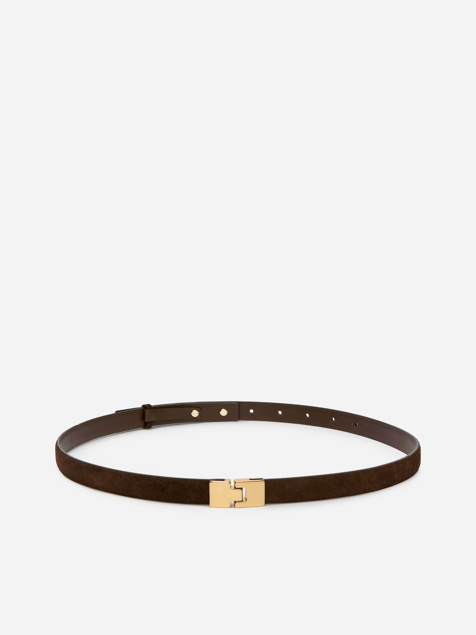 Buckle Suede Belt - Dark Brown - 1