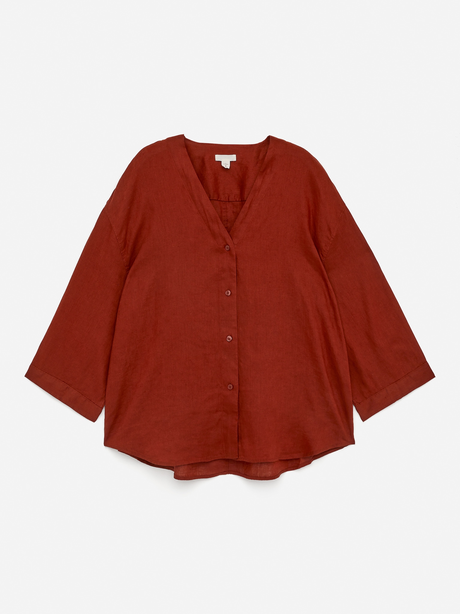 Blusa in lino - Ruggine/Nero