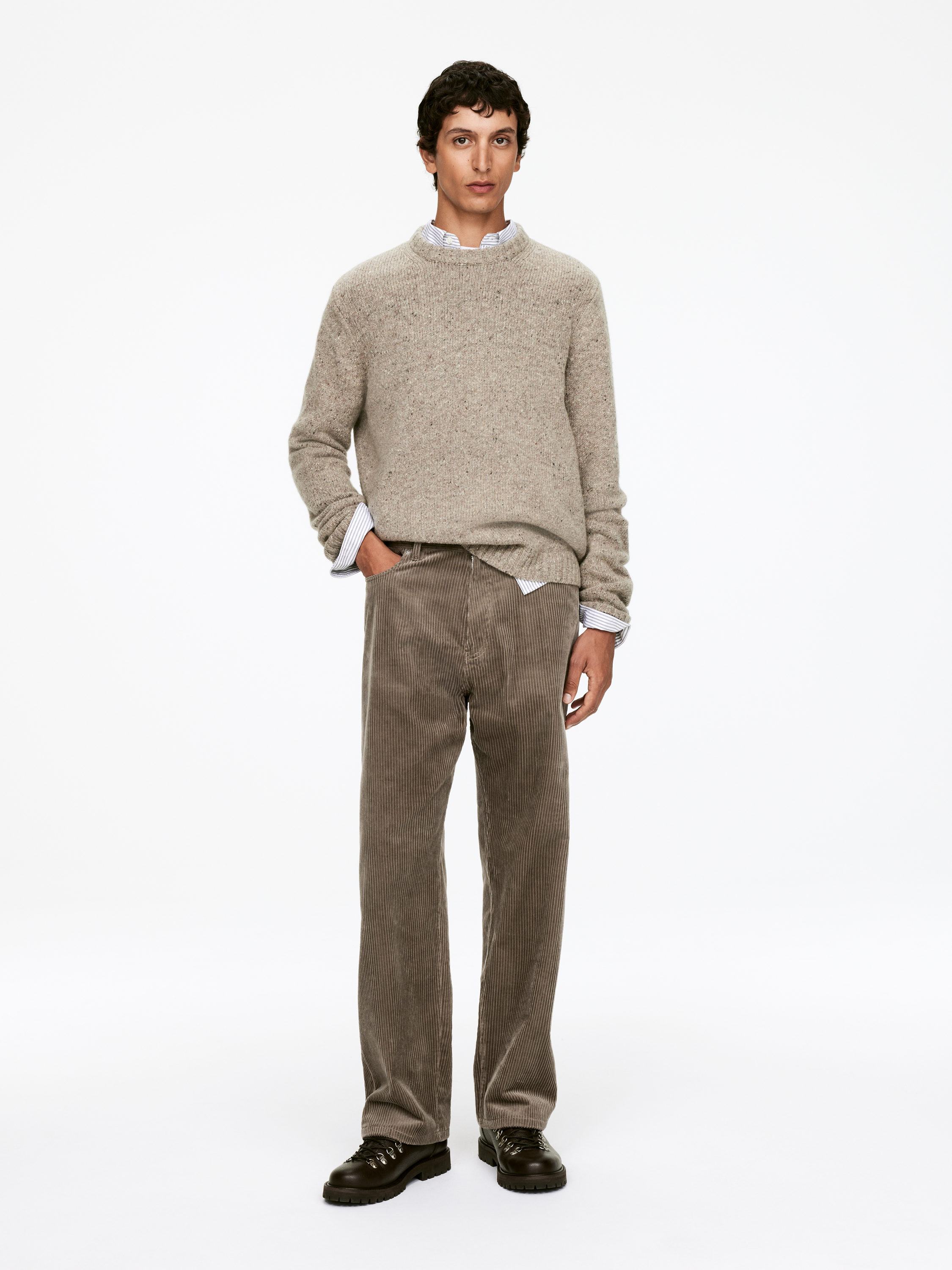 Loose Fit Courduroy Trousers-#807365-16230