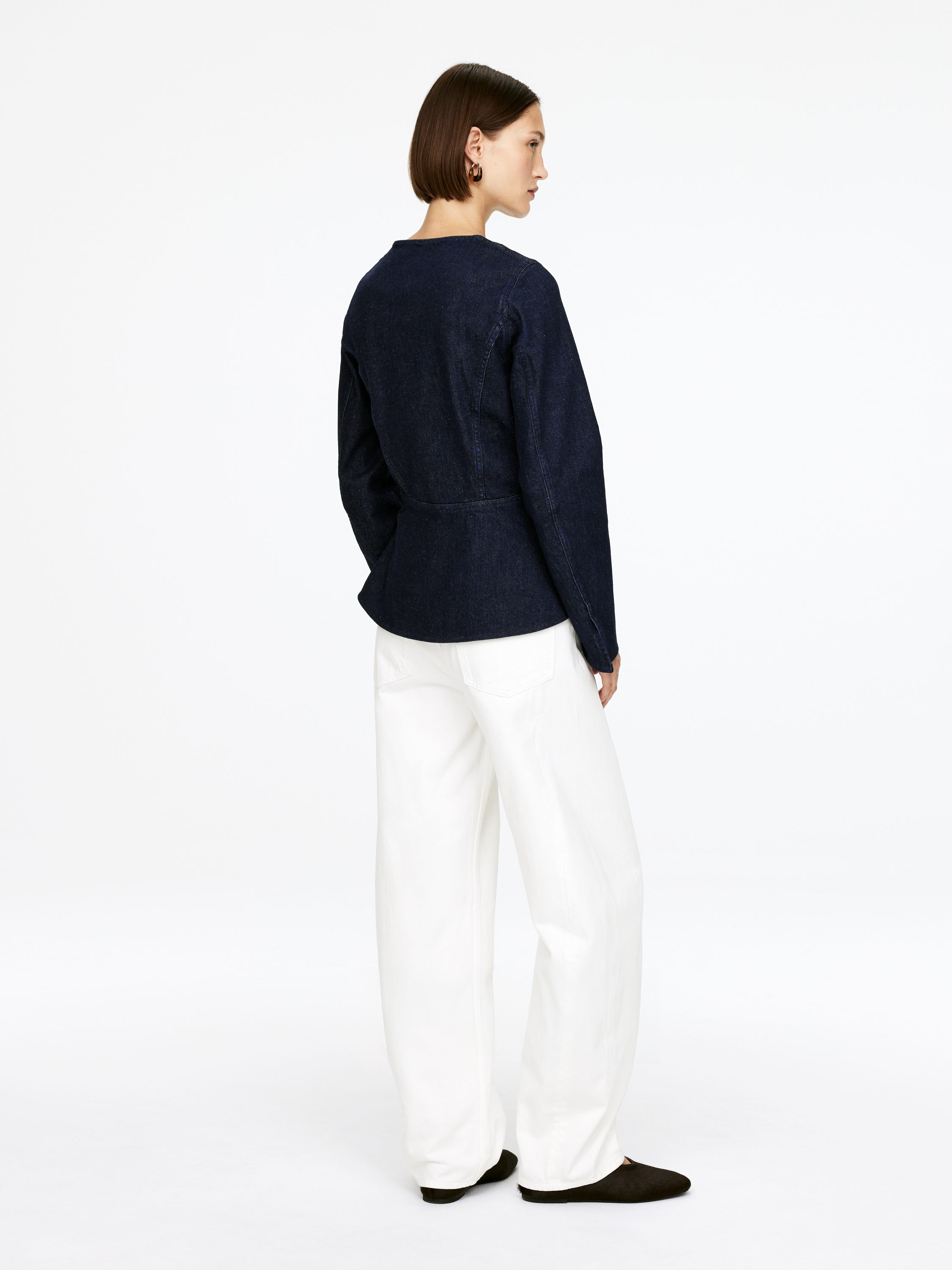 Peplum Denim Top - Dark Blue - Slim fit - Women - StillMedia/Lookbook - 3