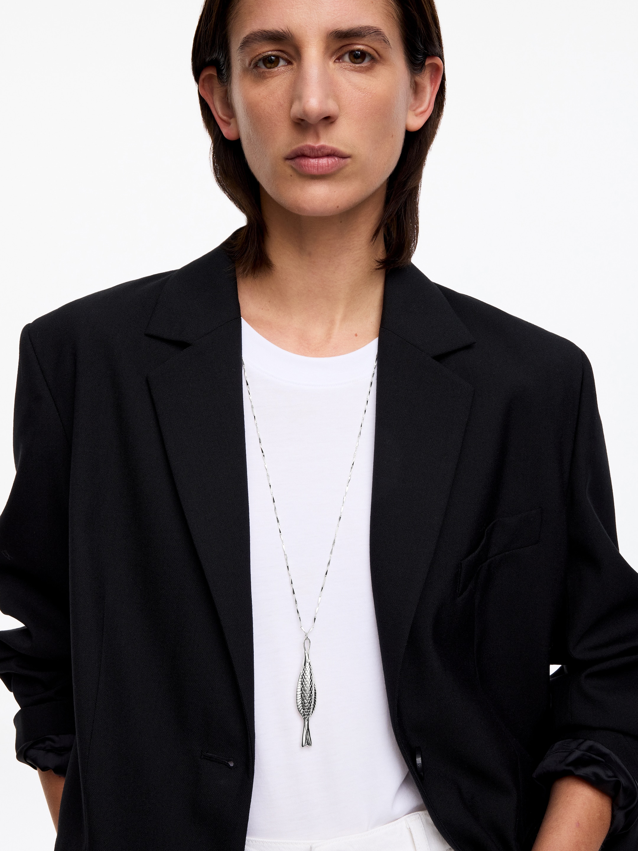 Halskette mit Fischanhänger - Silber - Damen - StillMedia/Lookbook - 3