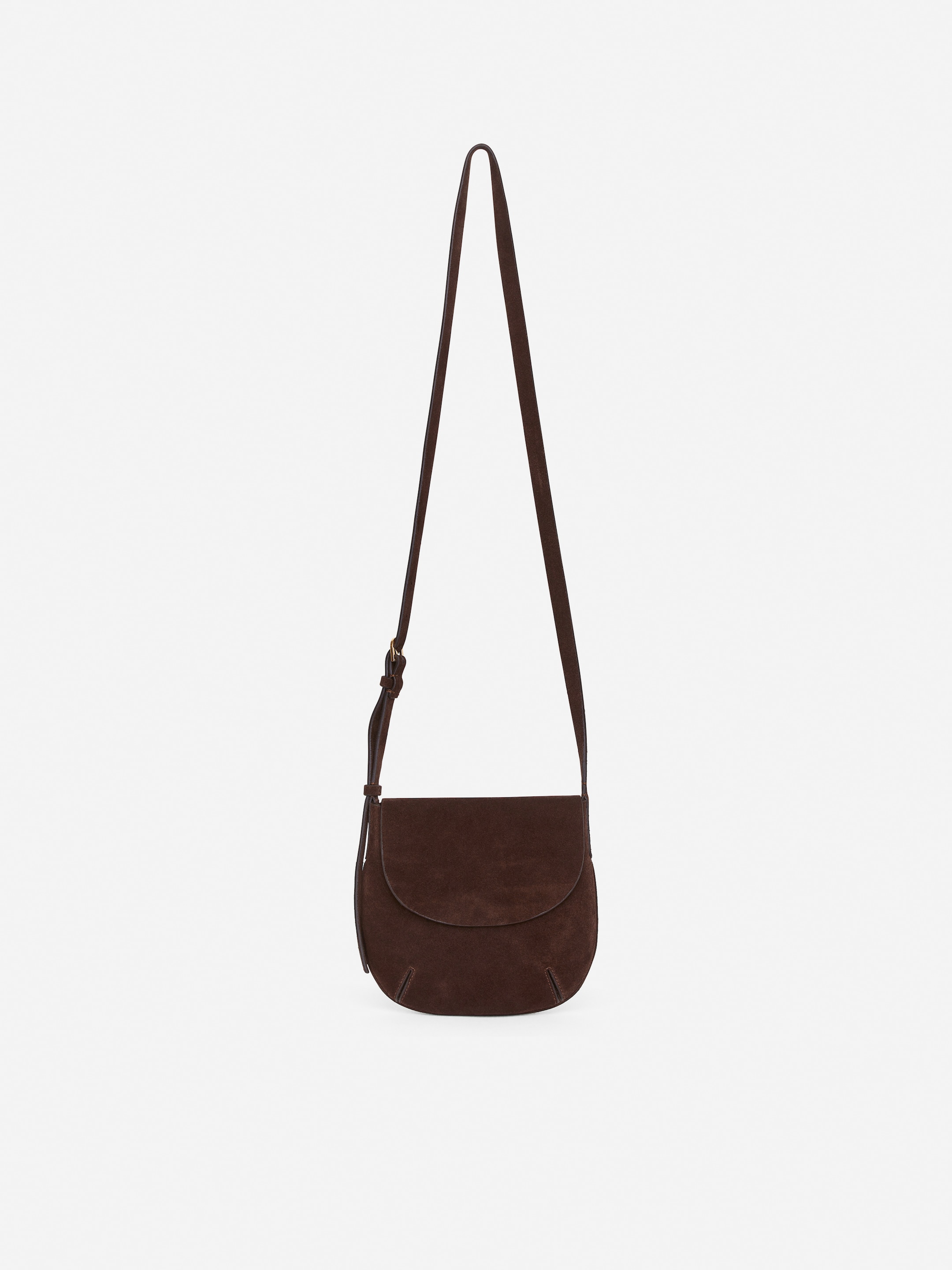 Split Suede Crossbody Bag-#52453E-16728
