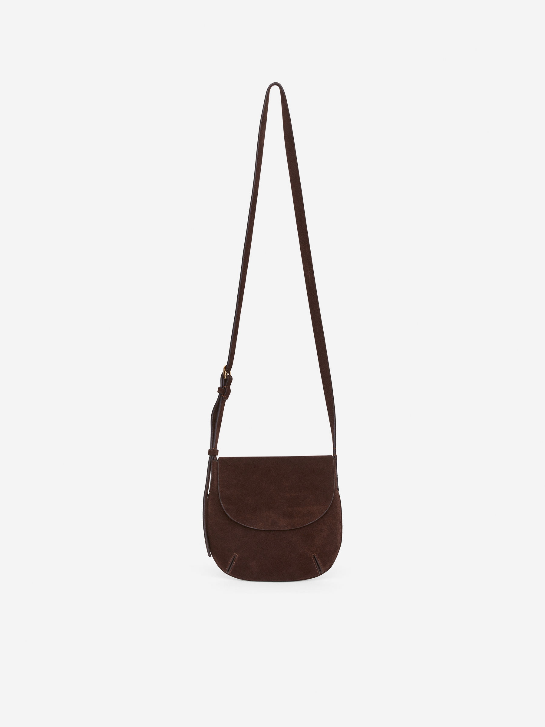 Suede Crossbody Bag-#52453E-16728