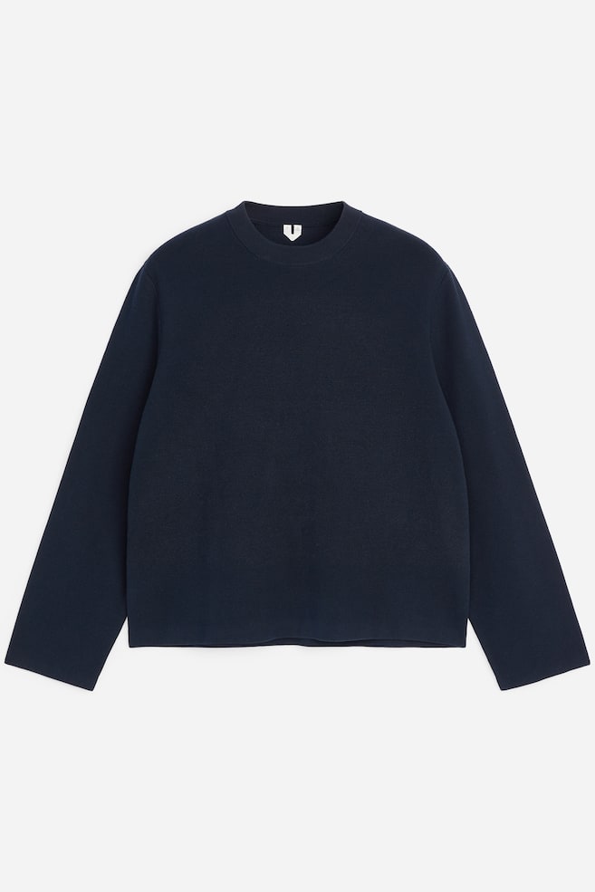 Maglione con vestibilità rilassata in misto cotone - Blu scuro - 1