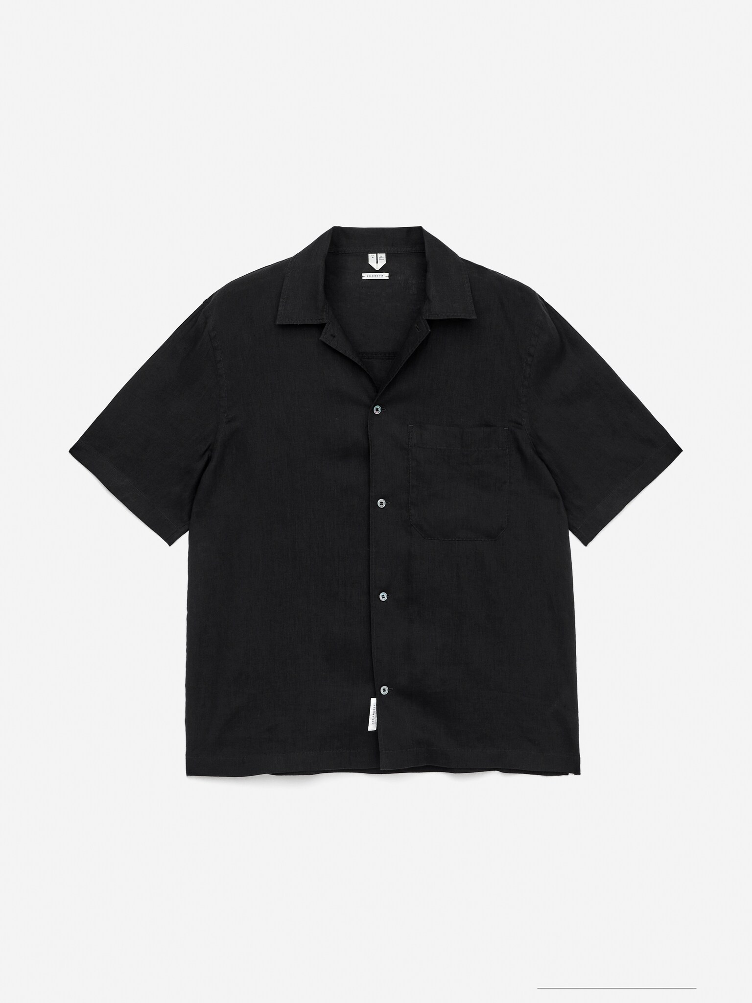 Camicia in lino a maniche corte - Nero/Beige/Blu scuro/Verde